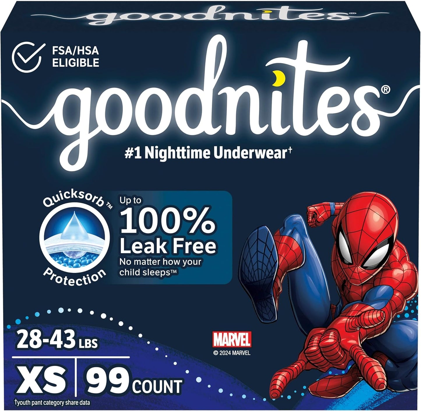 Goodnites Nighttime Bedwetting Underwear, Boys' XS (28-43 lb.), 99 Ct (3 Packs of 33), Packaging May Vary