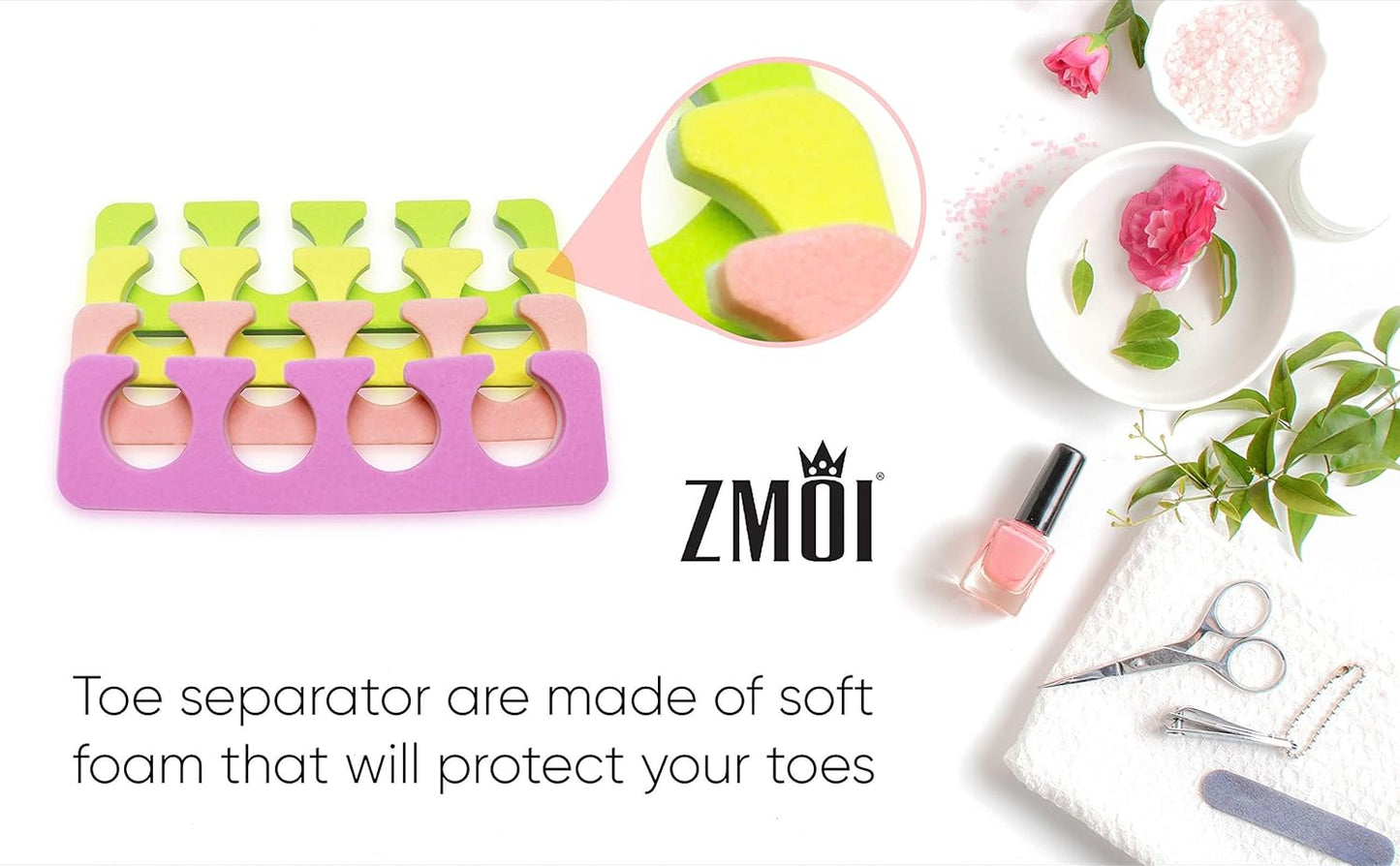 Toe Separators Set - 24 Pieces Premium Pedicure Tool Kit Super Soft & Durable Two Tone ZMOI