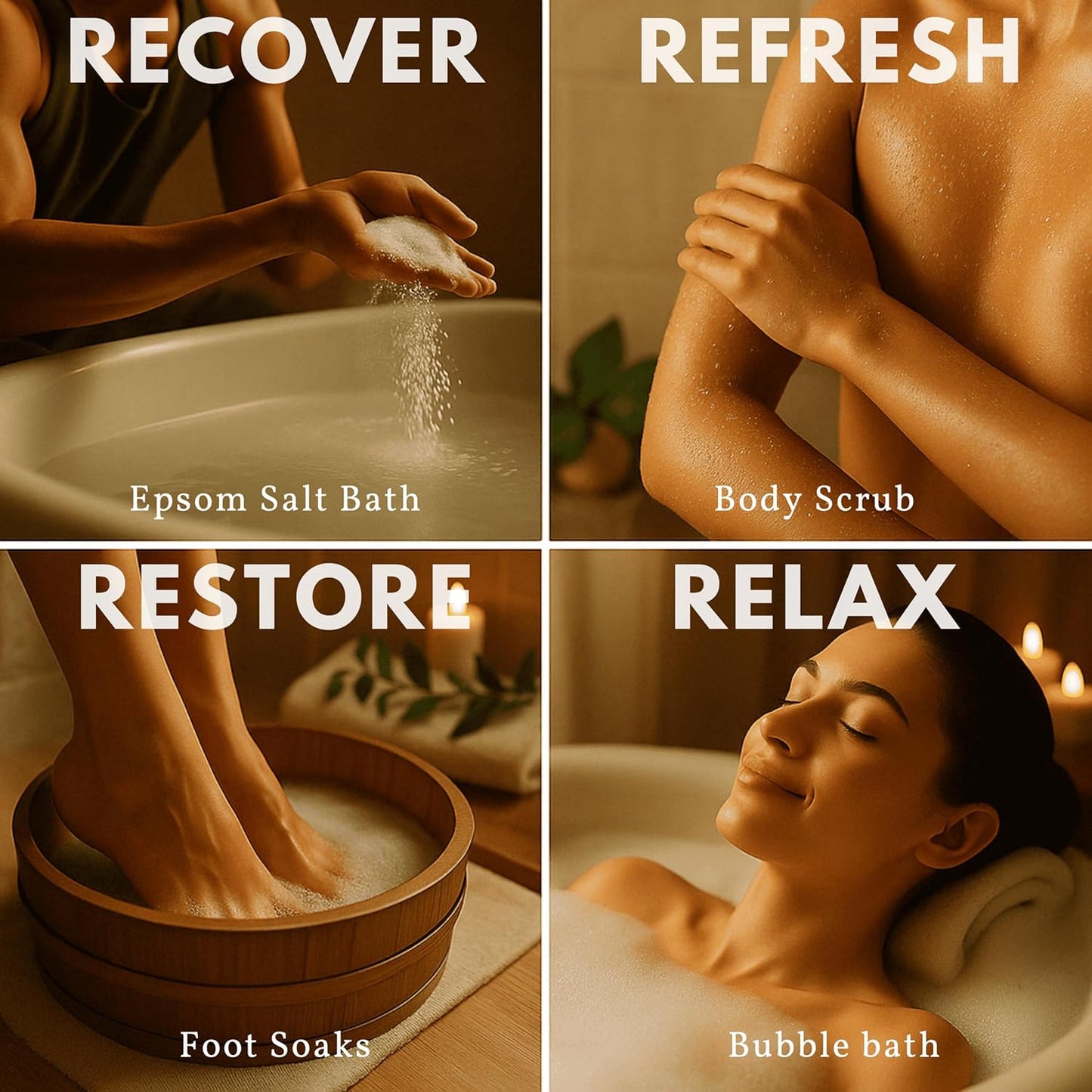 Epsom Salt Plus Bubbles – Coconut & Teatree Scented Foaming Bath Soak – Magnesium Sulfate for Muscle Recovery, Stress Relief & Relaxation – Great for Aromatherapy – 12 oz