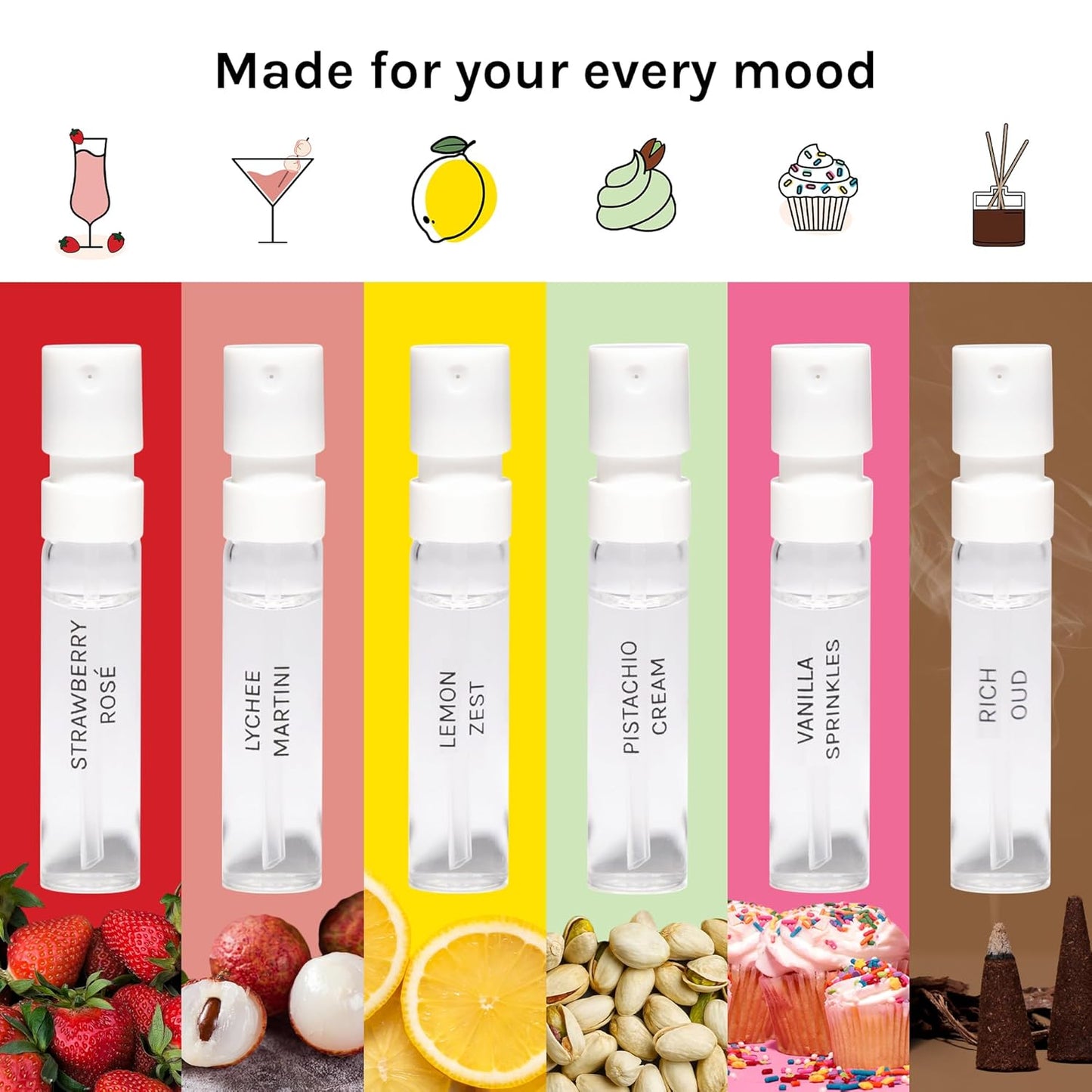 Just Juice Discovery Set - Mini Perfumes for Women and Men - Fruity, Floral, Gourmand Men's and Women's Fragrances - Travel Perfume Set - 6 pc