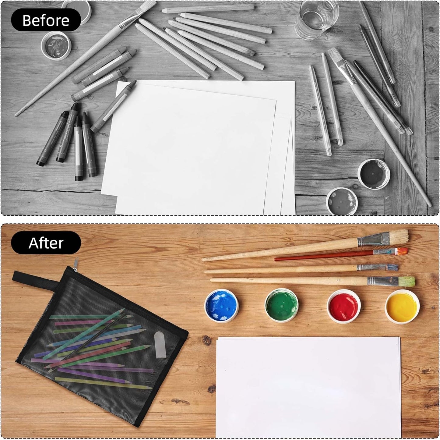 12 Psc Mesh Zipper Pouch Bags,Small Comestic Makeup Bage For Travel, Purse Organizer Pouches (Black, A5*12)