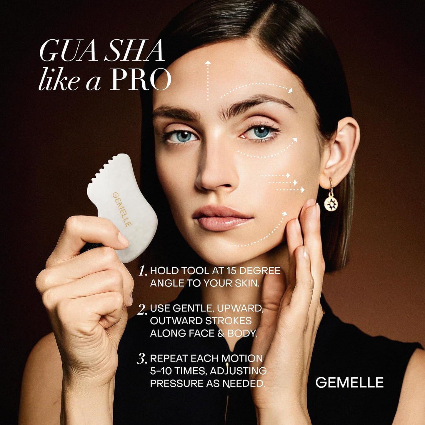 GEMELLE La Sculptante White Jade Gua Sha Facial Tool | Face & Body | 10x Award Winner | 5-Sided Gua Sha Stone for Face Sculpting, Lymphatic Drainage, Guasha Massage, Jawline, Puffiness, Firming, Gifts