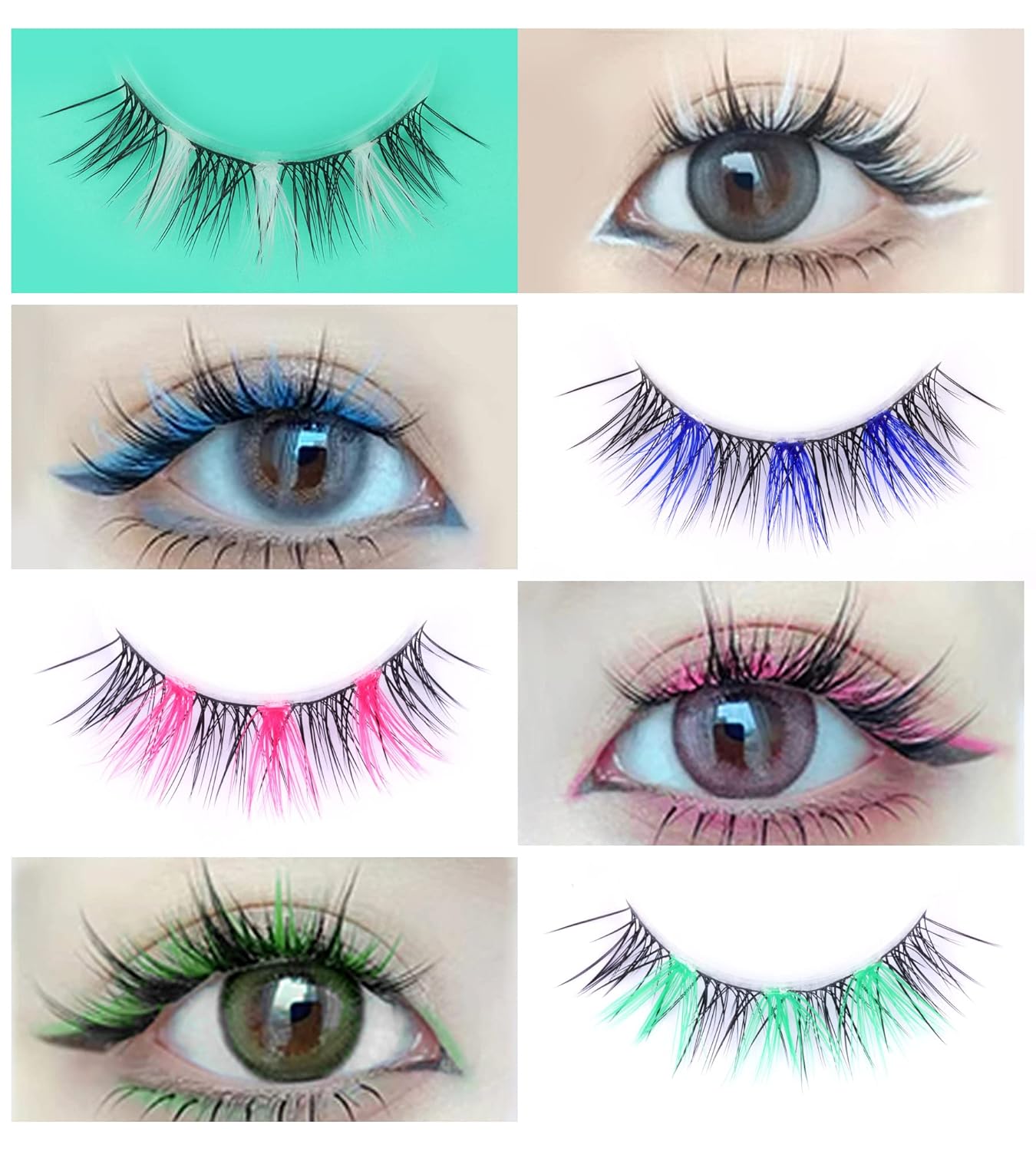 Colored Lashes Cluster Eyelashes Individual DIY Lashes Extensions 7 Colors Eye Lashes Extensions 140 PCS Clusters False Lashes DIY at Home Set Pack（14MM）