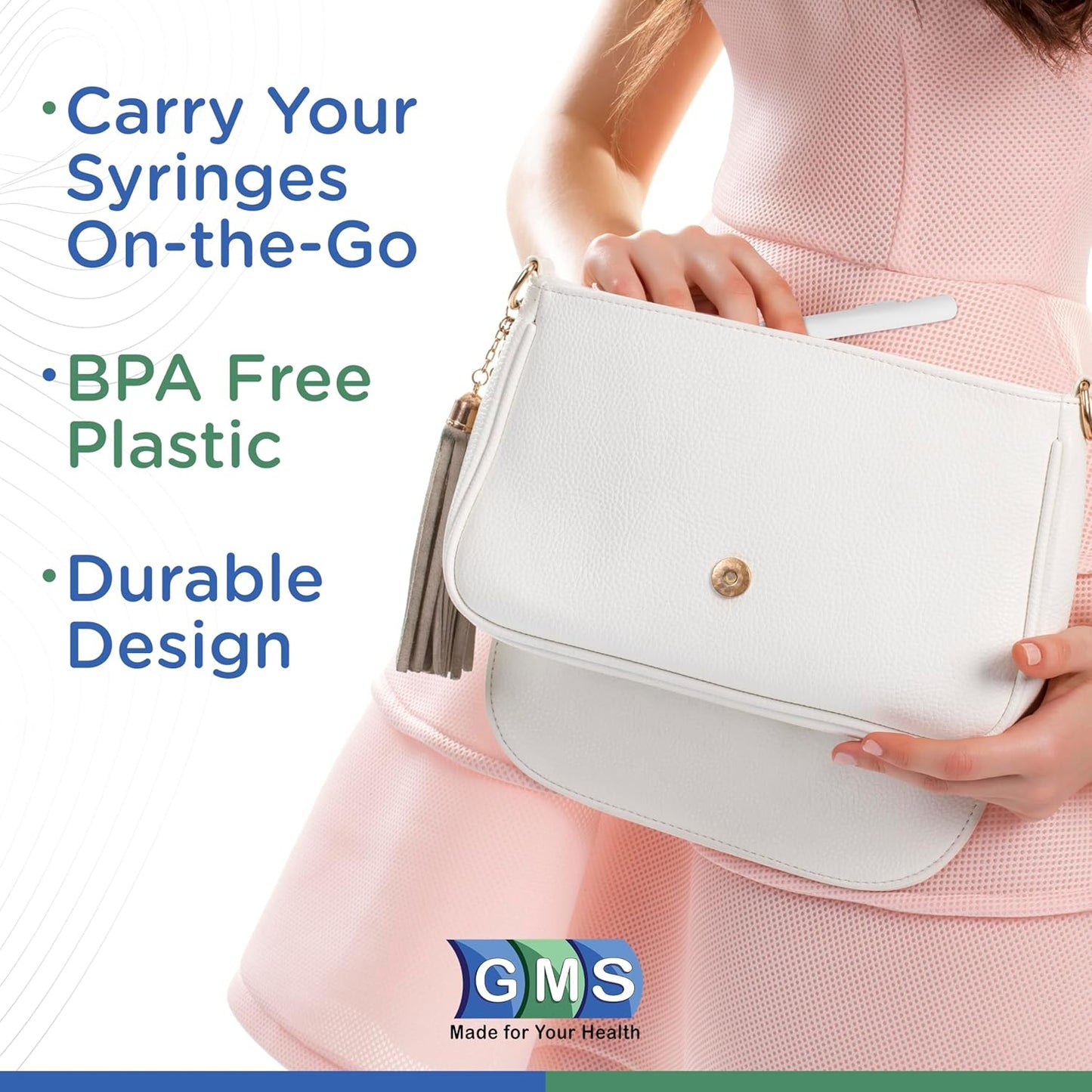 GMS 60 Unit Syringe Case - Holds New, Prefilled & Used Syringes with Needles - Small & Discreet - Ideal for Travel - Sharps Container - 2 Pack - Black