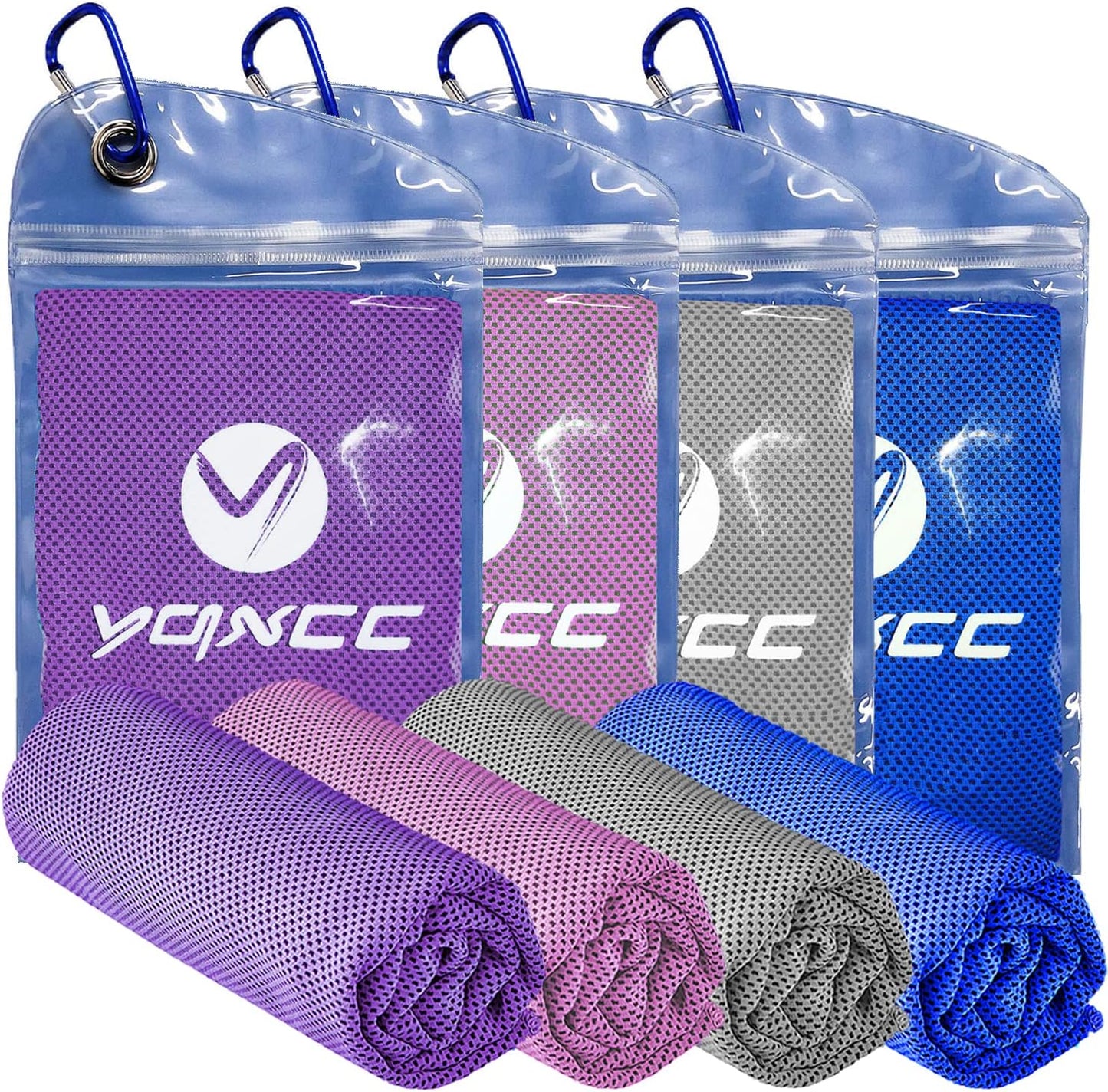 YQXCC Cooling Towels | 4 Pack 47"x12" | Ice Cool for Neck | Microfiber Soft Breathable Chilly | for Yoga, Sports, Golf, Gym, Camping, Running, Fitness, Workout & More Activities