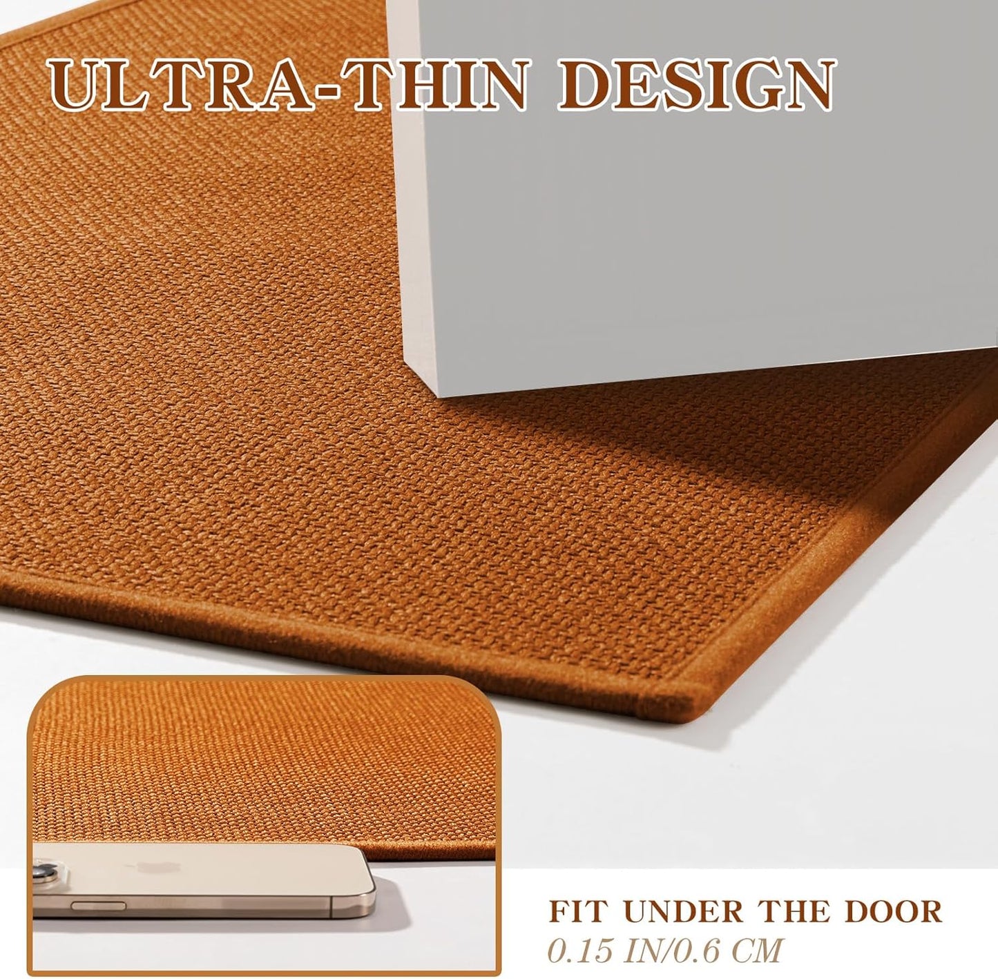 chakme Bathroom Rugs Mat U-Shaped 24x17, Ultra ThinNon Slip Bath Mat Small Quick Dry Absorbent Bath Matfor Bathroom Floor, (Orange, U-24"x17")