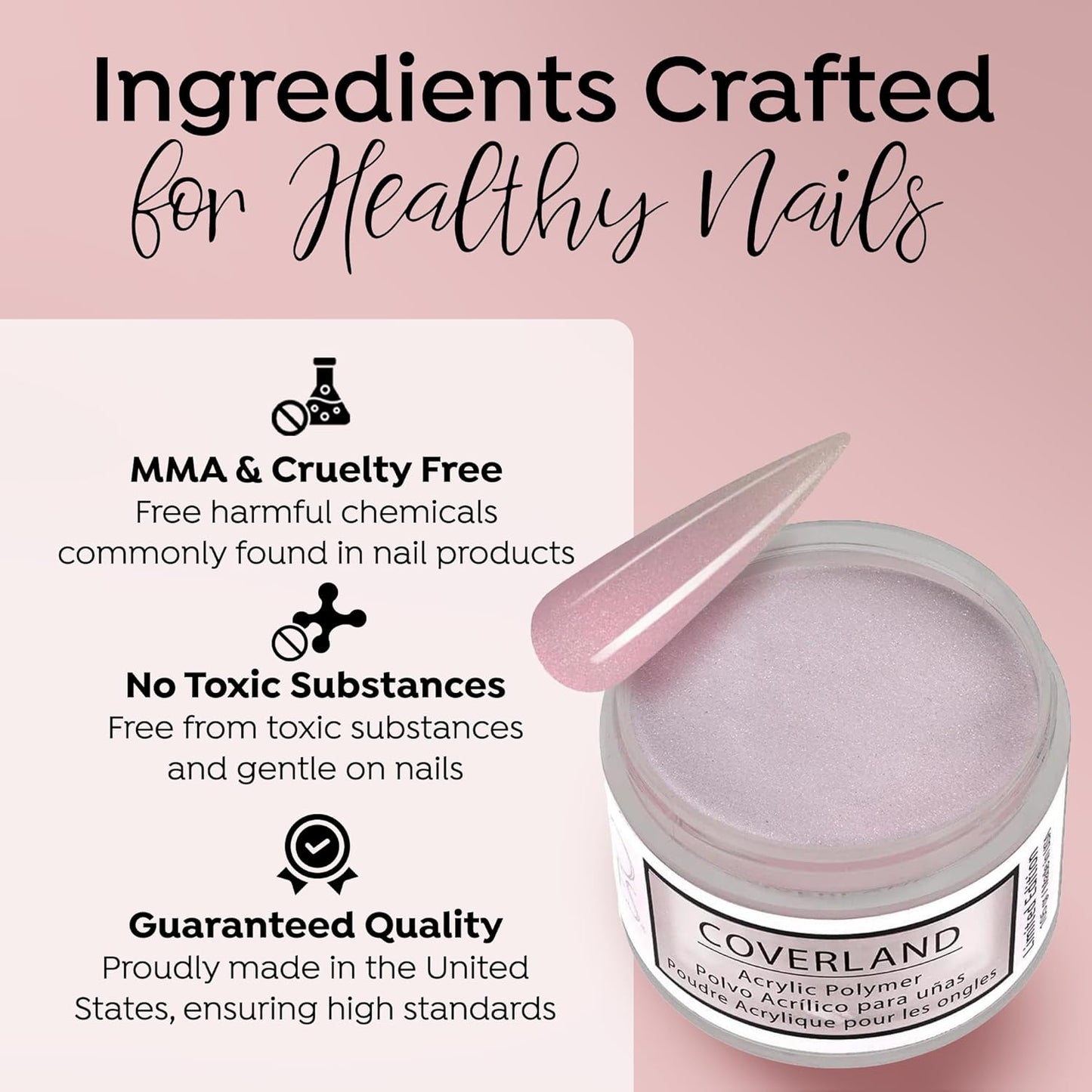 Tones Coverland Acrylic Nail Powder "Sweetie" - Limited Edition Acrylic Powder for Nail Design, Sculpting, and Masking Nail Bed Imperfections - Professional Acrylic Nail Supplies - (1.5 Oz)