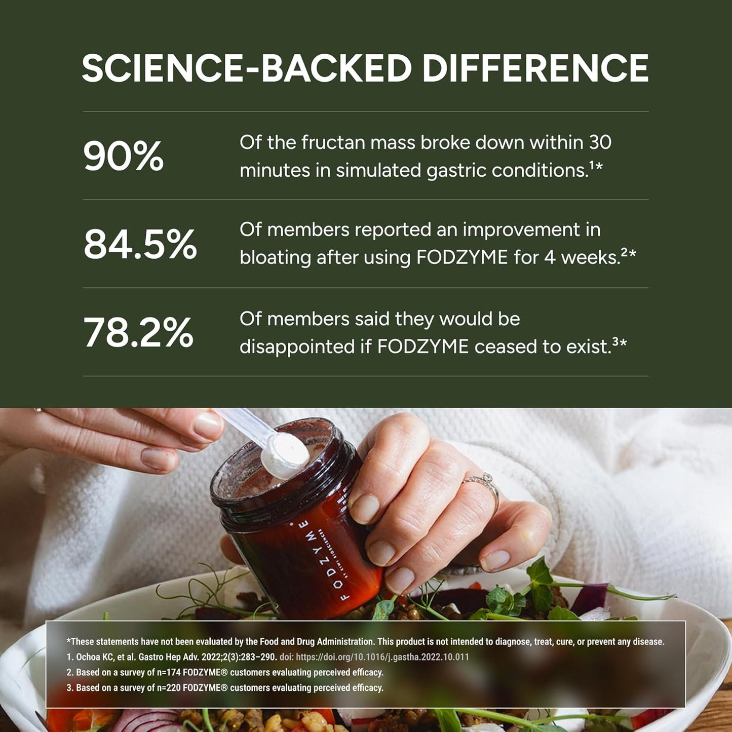 FODZYME® On-The-Go Digestive Enzymes for Gut Health, Relief for Bloating, Gas, Constipation, Diarrhea, Abdominal Pain, Low FODMAP, 30 Dose