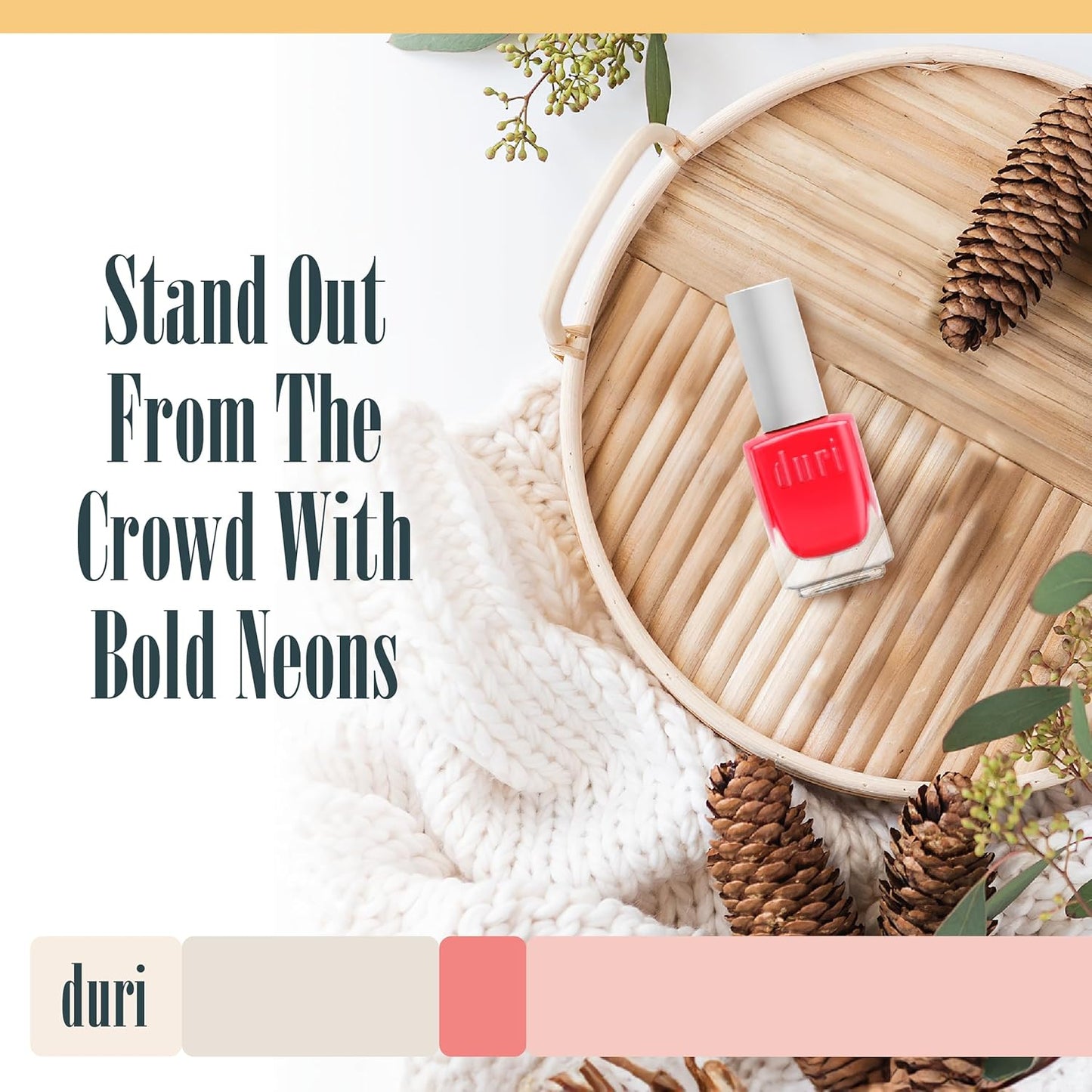 duri 161N Eruption Nail Polish, Neon Red Matte Finish, Full Coverage, Lasting, 0.45 Fl Oz