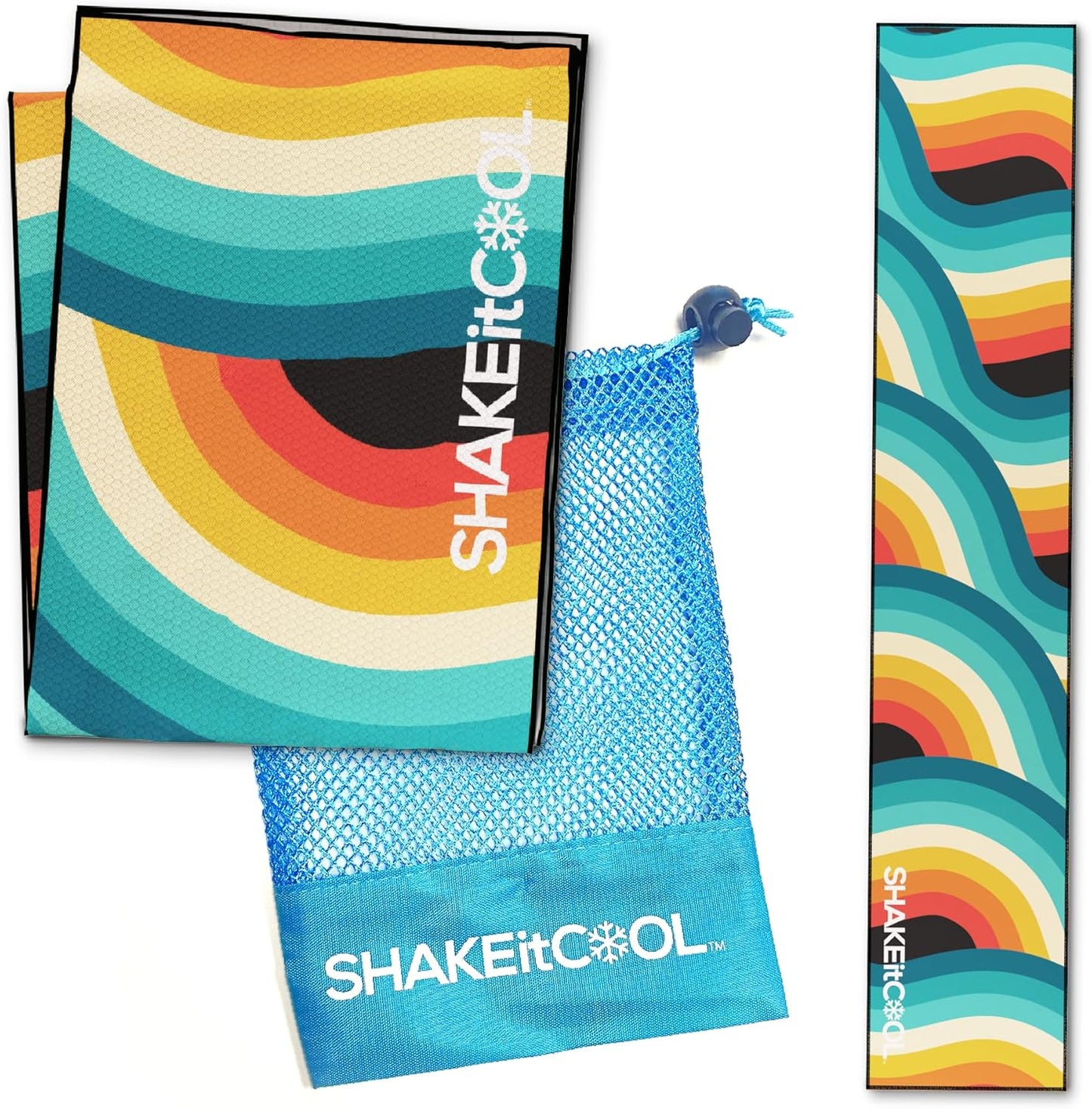 SHAKEitCOOL Original Cooling Towel – Be Cool in Style - Heat Relief, Soft, Lightweight, Sun Protection, Easy Clean - Perfect for Biking, Running, Yoga, Gym, Gardening - Retro