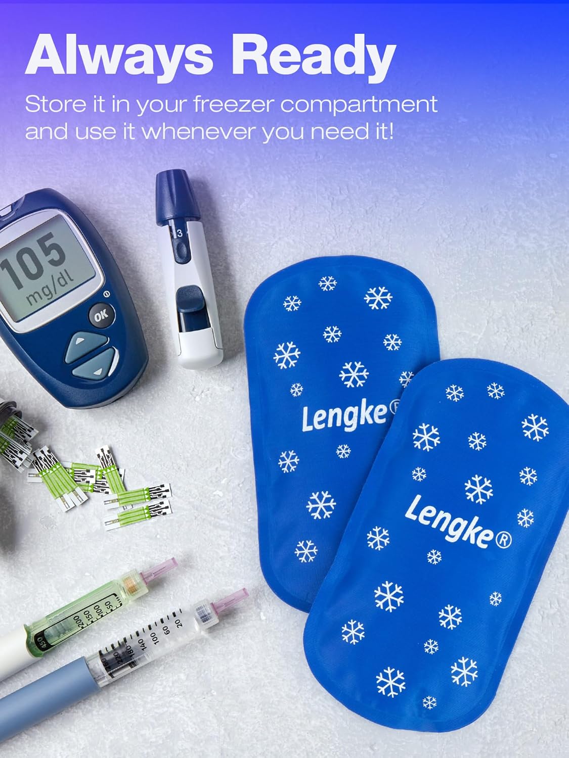 2Pcs Large Ice Packs for Insulin Cooler Travel Case TSA Approved 160g, Sutiable for Most Insulin Cooler Travel Case，Reusable Ice Pack by Leng Ke