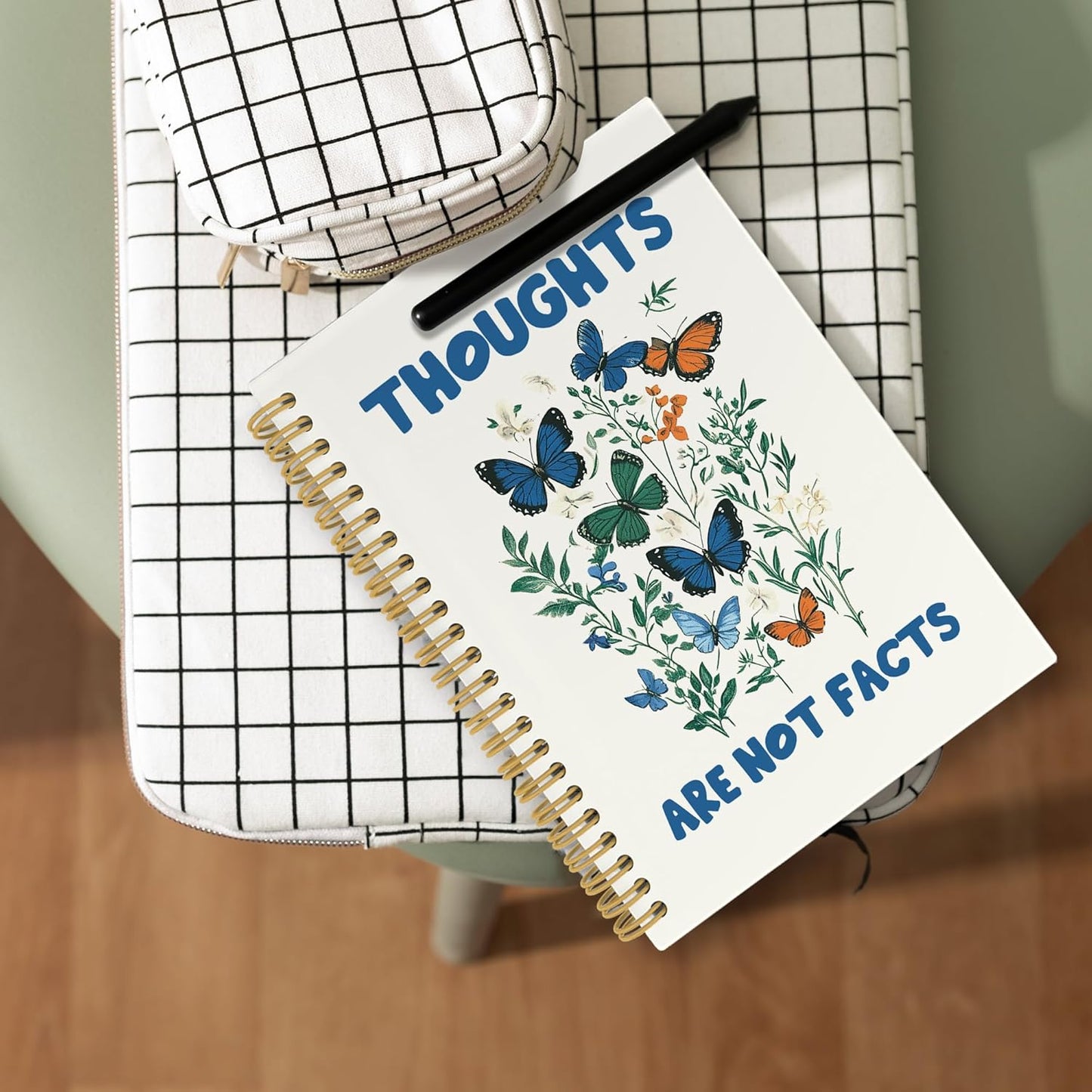 Psychology Therapist Gifts Journal Notebook, Mental Health Therapy Office Supplies, School Counselor Vintage Butterfly Hardcover Spiral Notebook 5.5x8.3 Inch