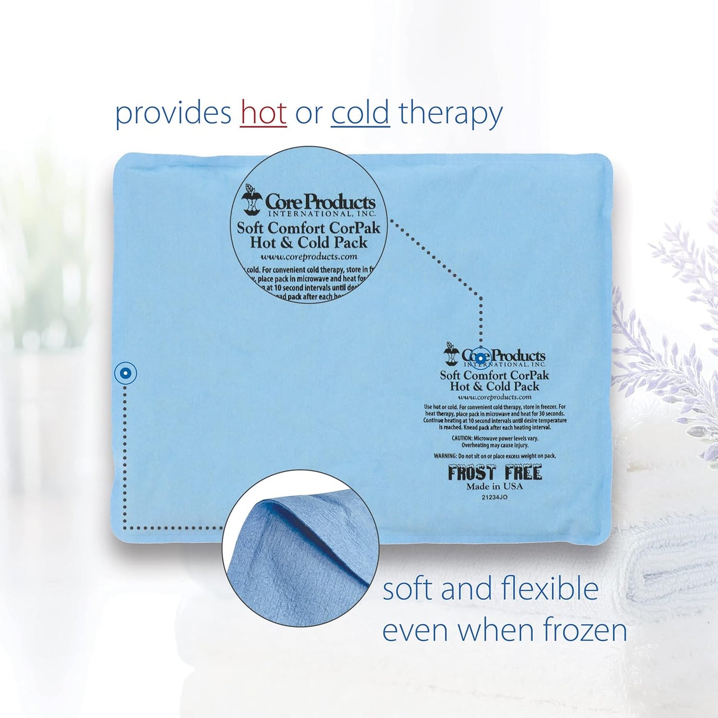 Core Products Soft Comfort CorPak – Reusable Hot & Cold Therapy Pack, Ice Pack for Injuries, No-Frost Compress for Muscle, Back & Joint Pain Relief – 10" x 13", Made in USA