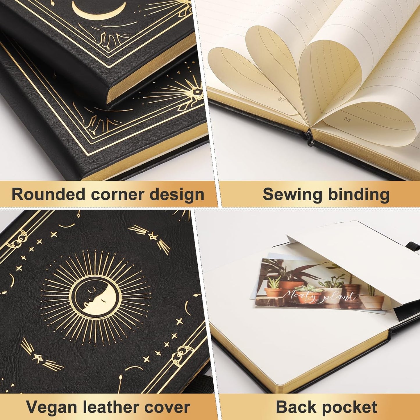 Dotted Journal for Women Men, 192 Pages A5 Notebook Journal, Hardcover Notebook with 100Gsm Thick Pages, Leather Note Book for Writing, Travel, Business, Office, Prayer 5.7 x 8.3,Black