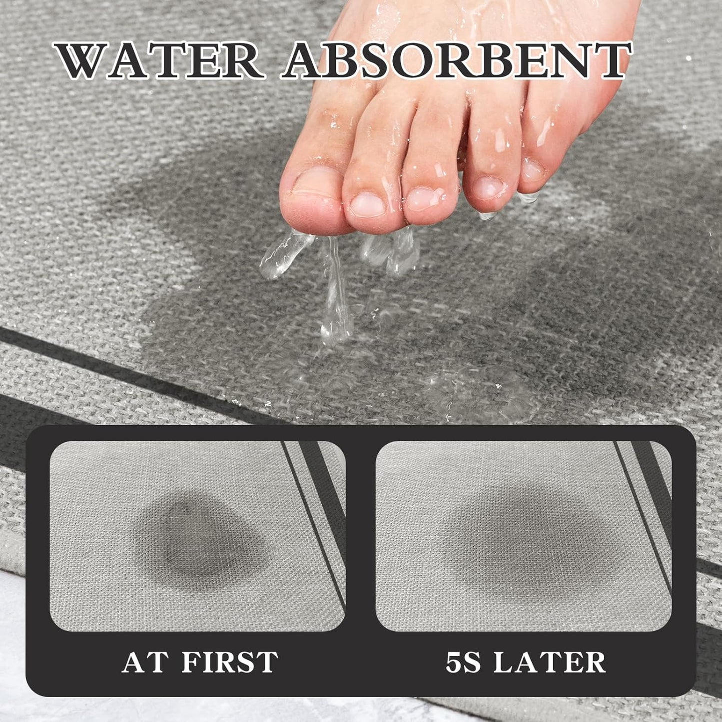 chakme Bathroom Rugs Mat 36x24, Ultra Thin Non Slip Bath Mat Large Quick Dry Absorbent Bath Mat for Bathroom Floor, (Dark Grey, 36"x24")