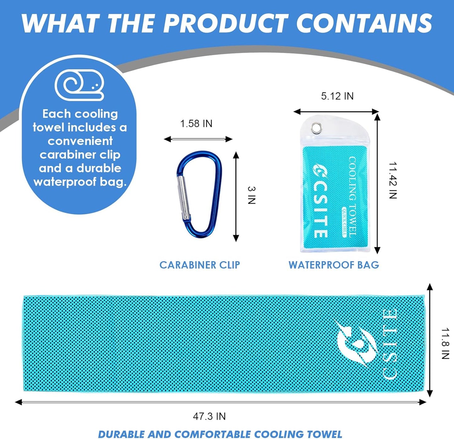 8 Pack (47"x12") Cooling Towels for Neck and Face Bulk, Ice Towel for Hot Weather, Soft Breathable Chilly Gym Towels, Microfiber Towel for Work Out, Yoga, Running, Camping & More Activities