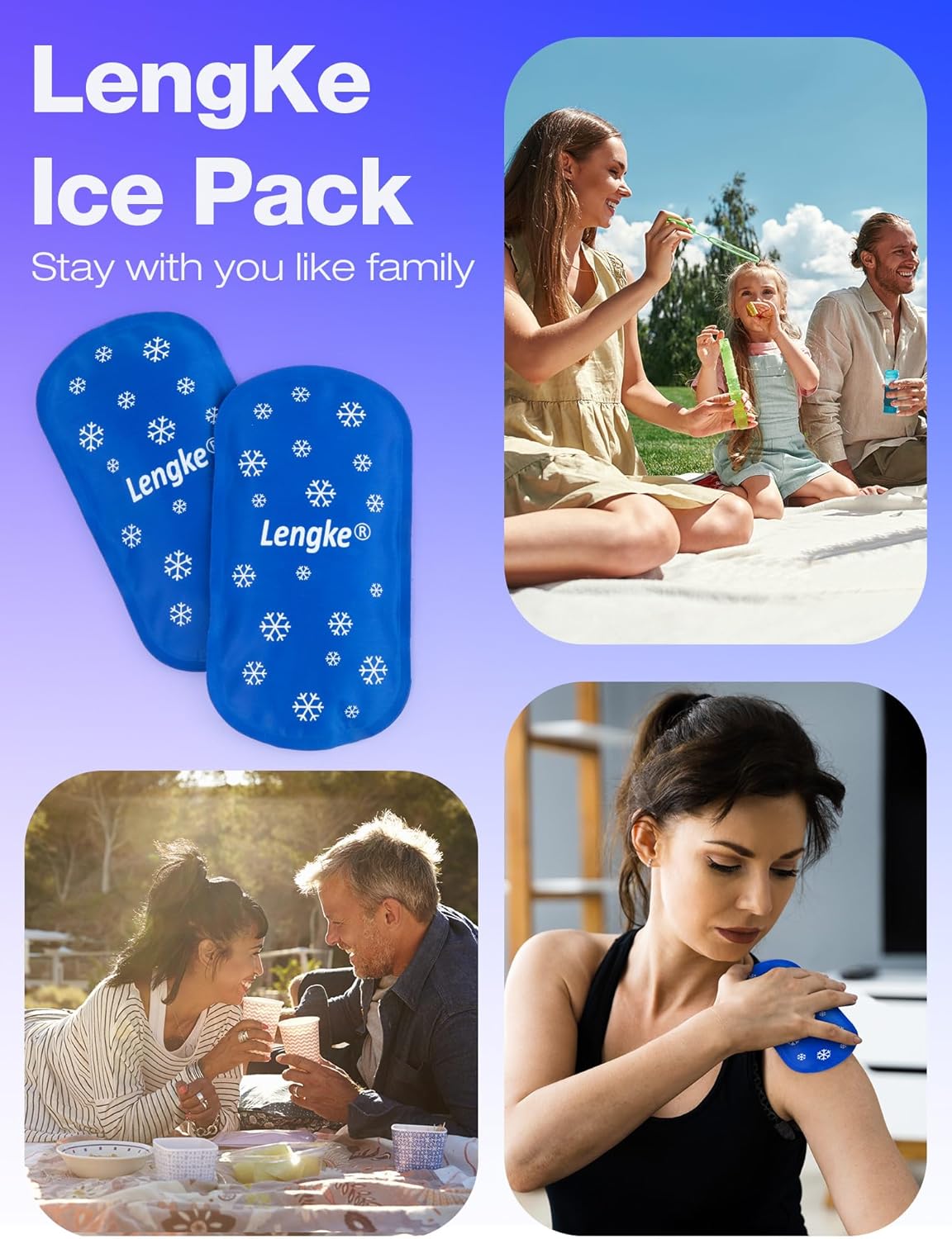 2Pcs Large Ice Packs for Insulin Cooler Travel Case TSA Approved 160g, Sutiable for Most Insulin Cooler Travel Case，Reusable Ice Pack by Leng Ke