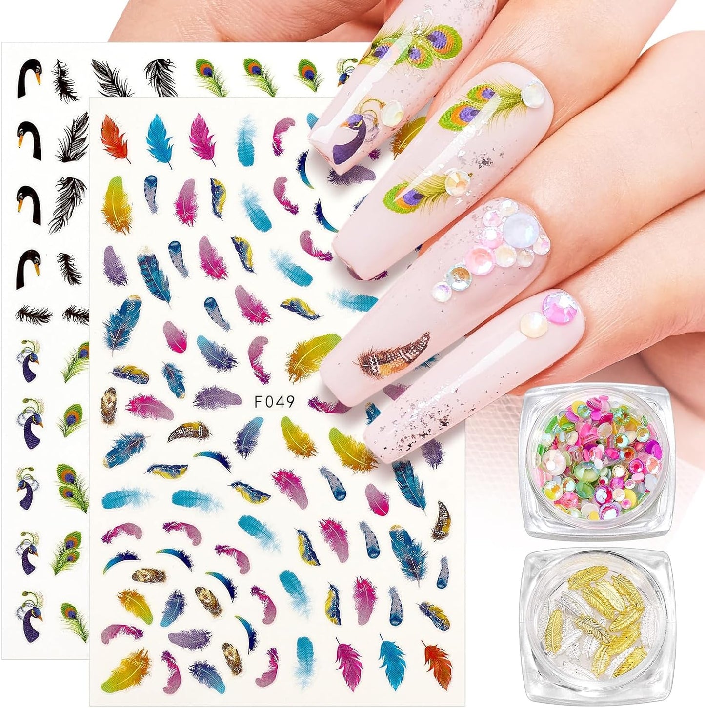 Makartt Nail Decorating Kit Including Designer Nail Stickers, Vivid and Vibrant Colorful Nails Rhinestones DIY Accessories for Nails Art and Salon