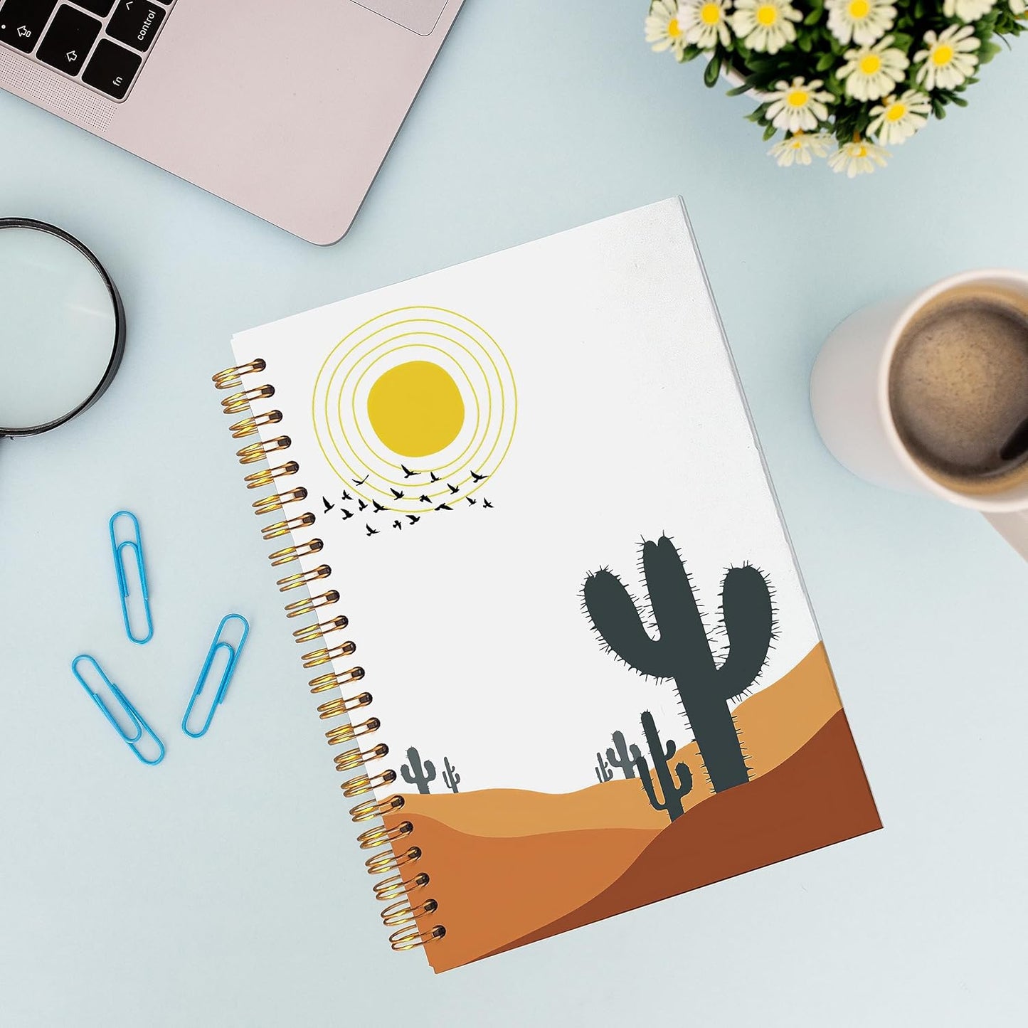 VNWEK Western Notebook,Western School Office Supplies,Boho Notebook,Cactus Notebook,Spiral Notebook Journal 5.5x8.3 Inch
