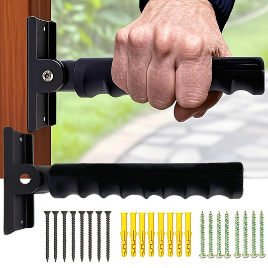 2 Pack Doorway Flip Up Grab Bar - 9" Auxiliary Support Grip Handle, 300 LBS Weight Capacity Stair Assist Handrail, Anti-Slip Design for Elderly Handicap, Easy Installation Home Safety Aid