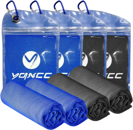 YQXCC 4 Pack Cooling Towels | 40"x12" | Cool for Neck and Face | Microfiber Soft Breathable Chilly | for Yoga, Sport, Golf, Gym, Camping, Running & More Activities