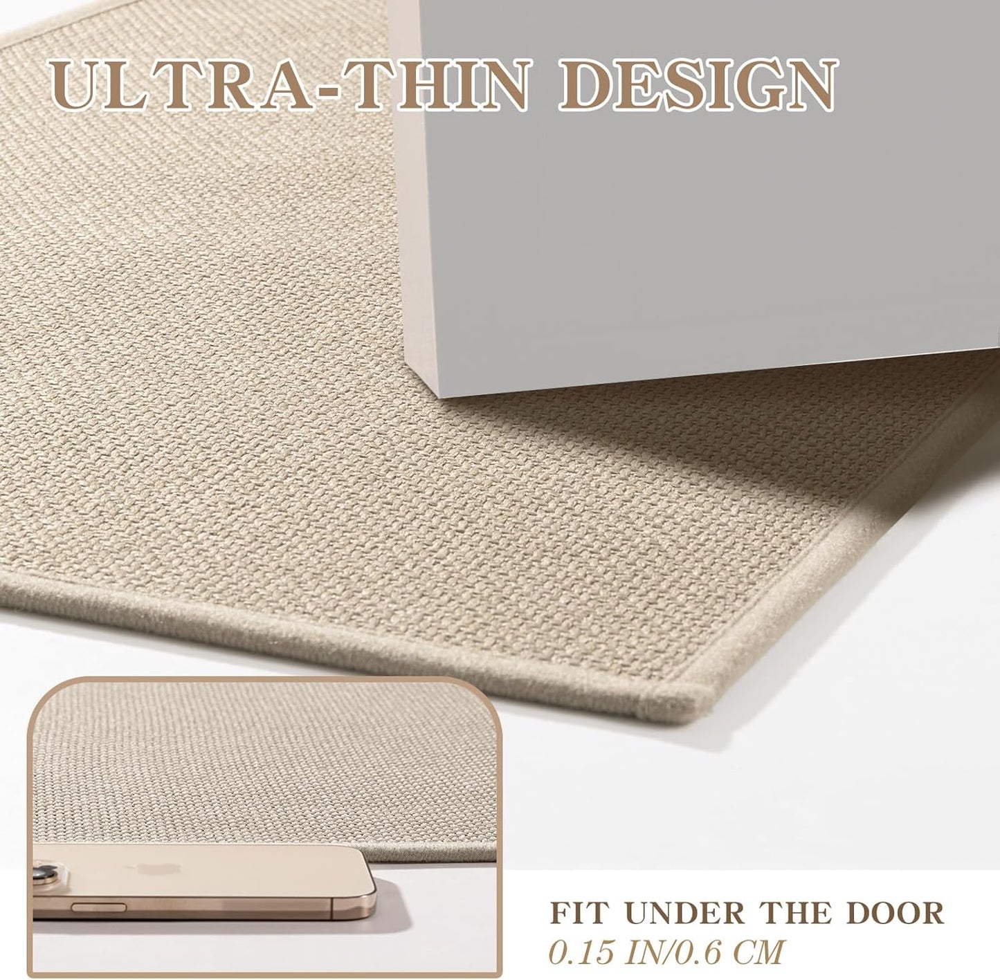 chakme Bathroom Rugs Mat 59x25, Ultra Thin Non Slip Bath Mat Large Quick Dry Absorbent Bath Mat for Bathroom Floor, (Light Beige, 59"x25")
