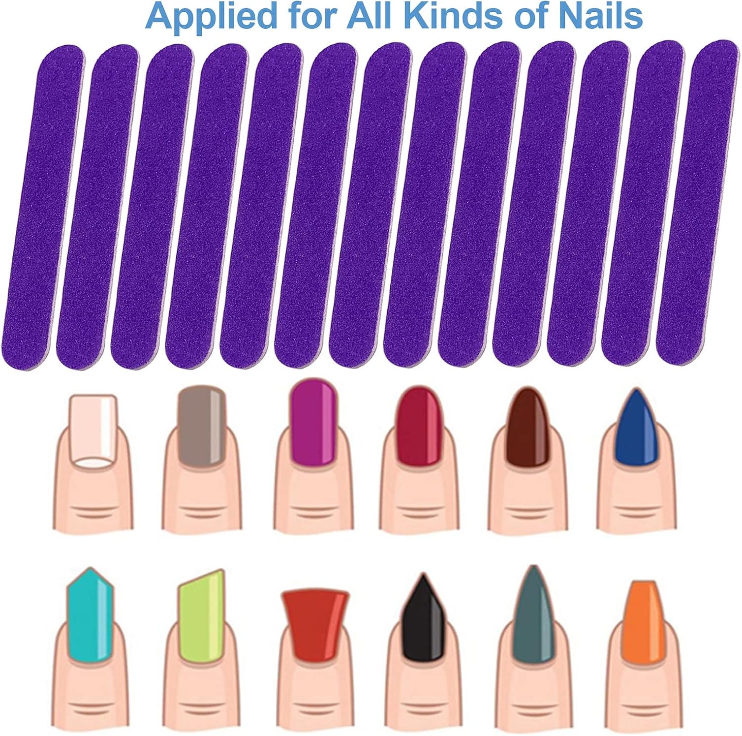 Mini Nail Files Bulk (100 Pcs), Double Sided Emery Board Nail File for Nature Nails, Manicure Tool Set Disposable Colorful Nail File for Home Salon Use Travel Size Men Women Kids Wood Board
