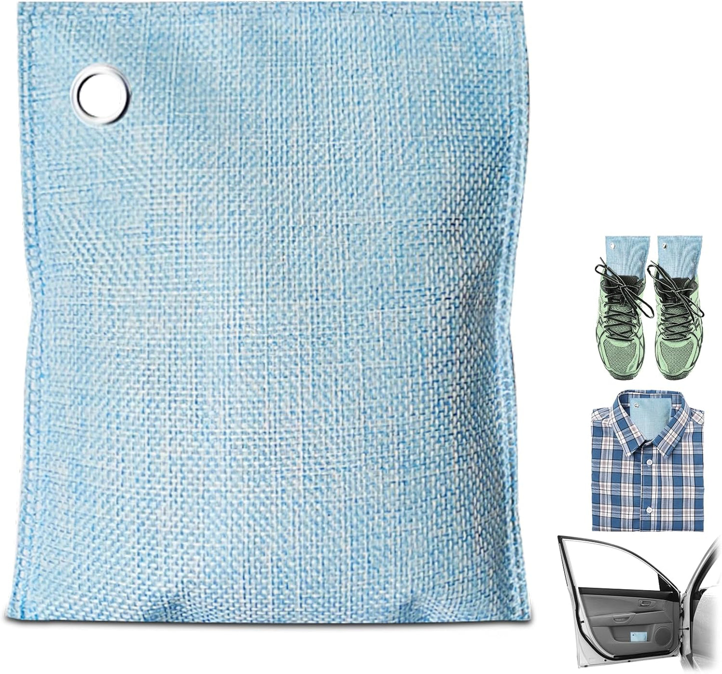 4 Pack charcoal odor absorber,Bamboo Charcoals Air Purifying Bag Charcoals Deodorizer Eliminator for Strong Odors in Car, Closet, Shoe, Basement (100G*4 Pack Light Blue, Unscented)