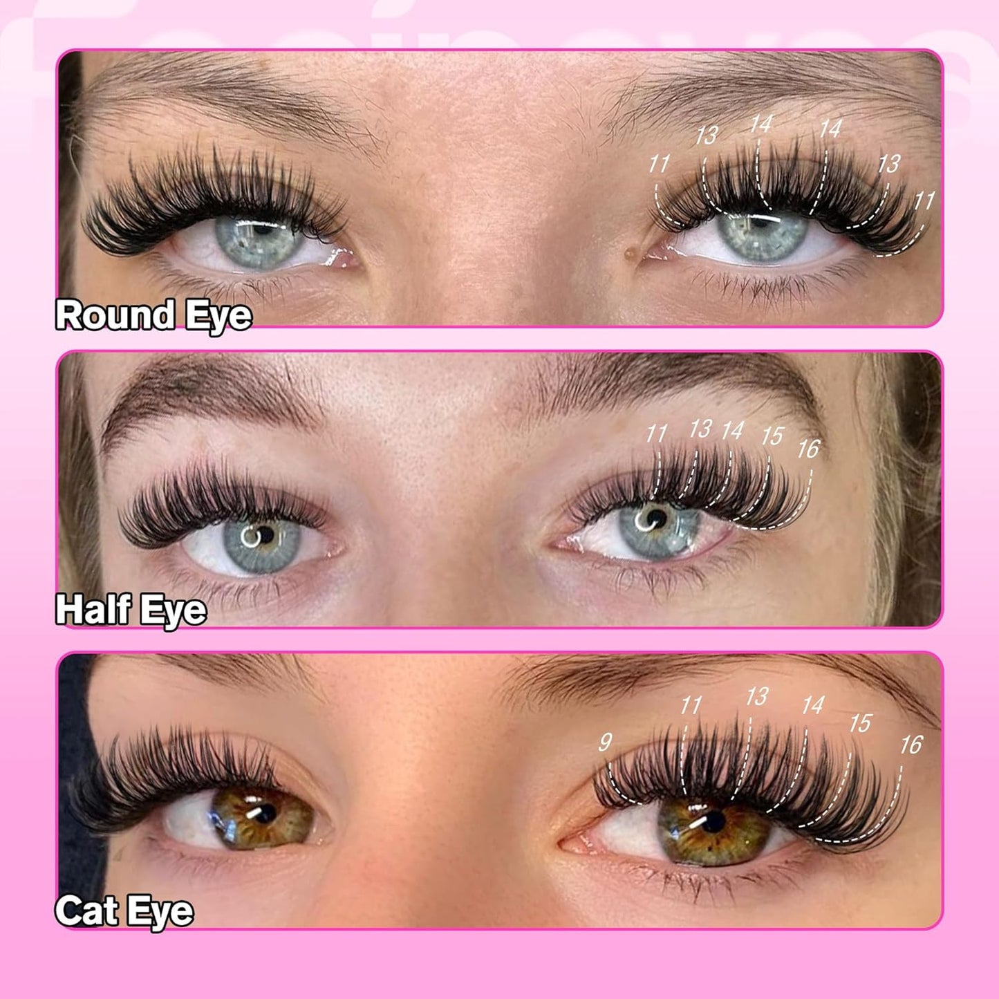 Focipeysa Fluffy 360pcs Lash Clusters 30P+40P+50P DIY Lash Extension Volume Thick Clusters Lashes D Curl Eyelash Extension 9-16mm Individual Lash for Self Application at Home