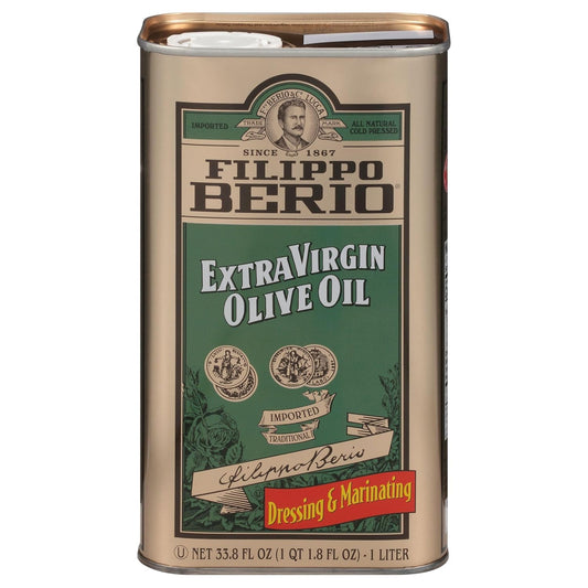 Filippo Berio Cold Pressed Extra Virgin Olive Oil, 1 Liter Tin (33.8 Ounce)
