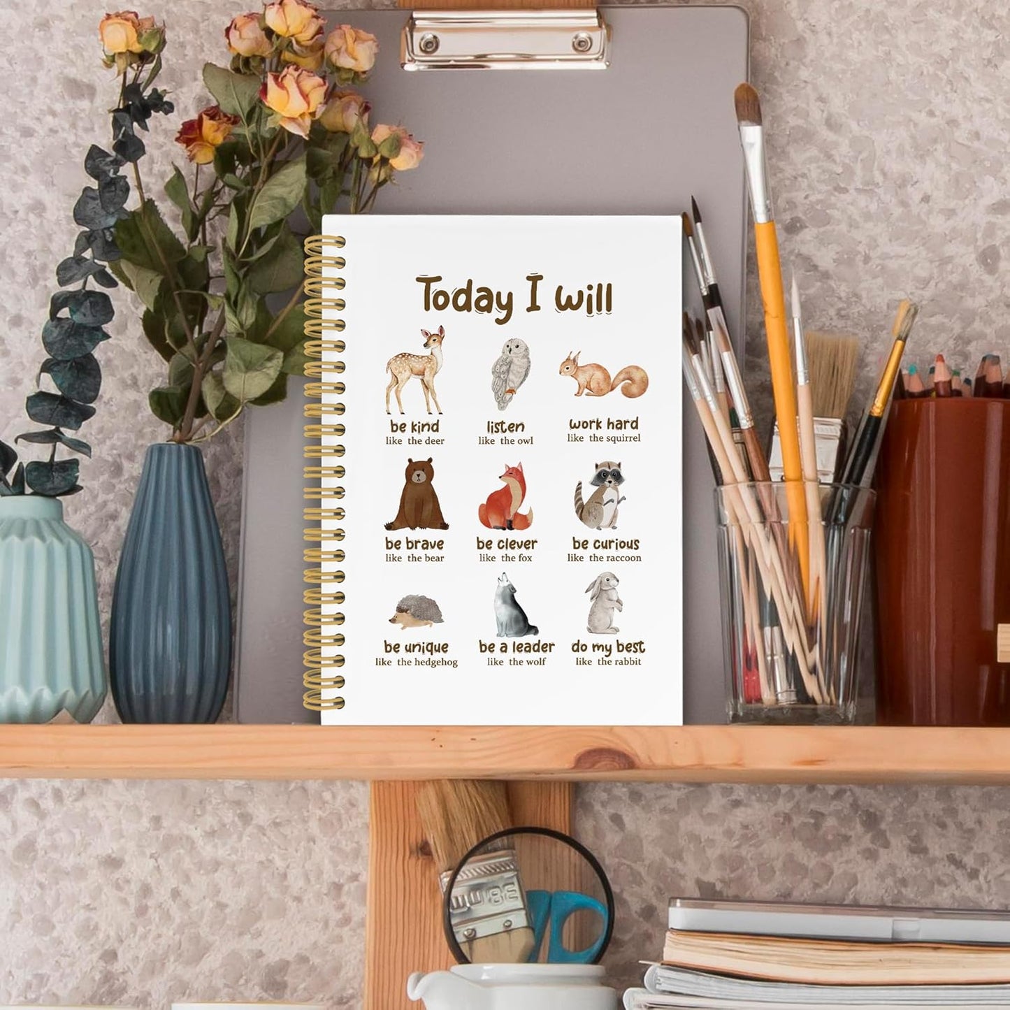 XPH Inspirational Animals Spiral Notebook, Motivational Journaling Notebooks for Note Taking, Animal Hardcover Journal for Writing 160 Pages 5.5 x 8.3 Inch, Positive Affirmation Gifts for Women Men