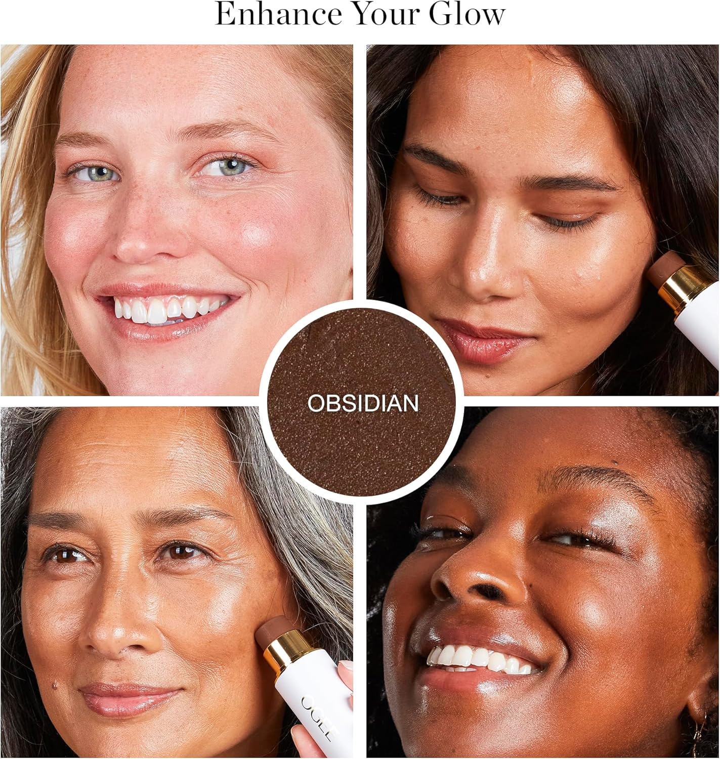 Ogee Sculpted Face Stick (OBSIDIAN - MATTE DEEP BRONZE) Certified Organic Bronzer Stick & Contour Makeup - Multi-Use Bronzer Stick for Face