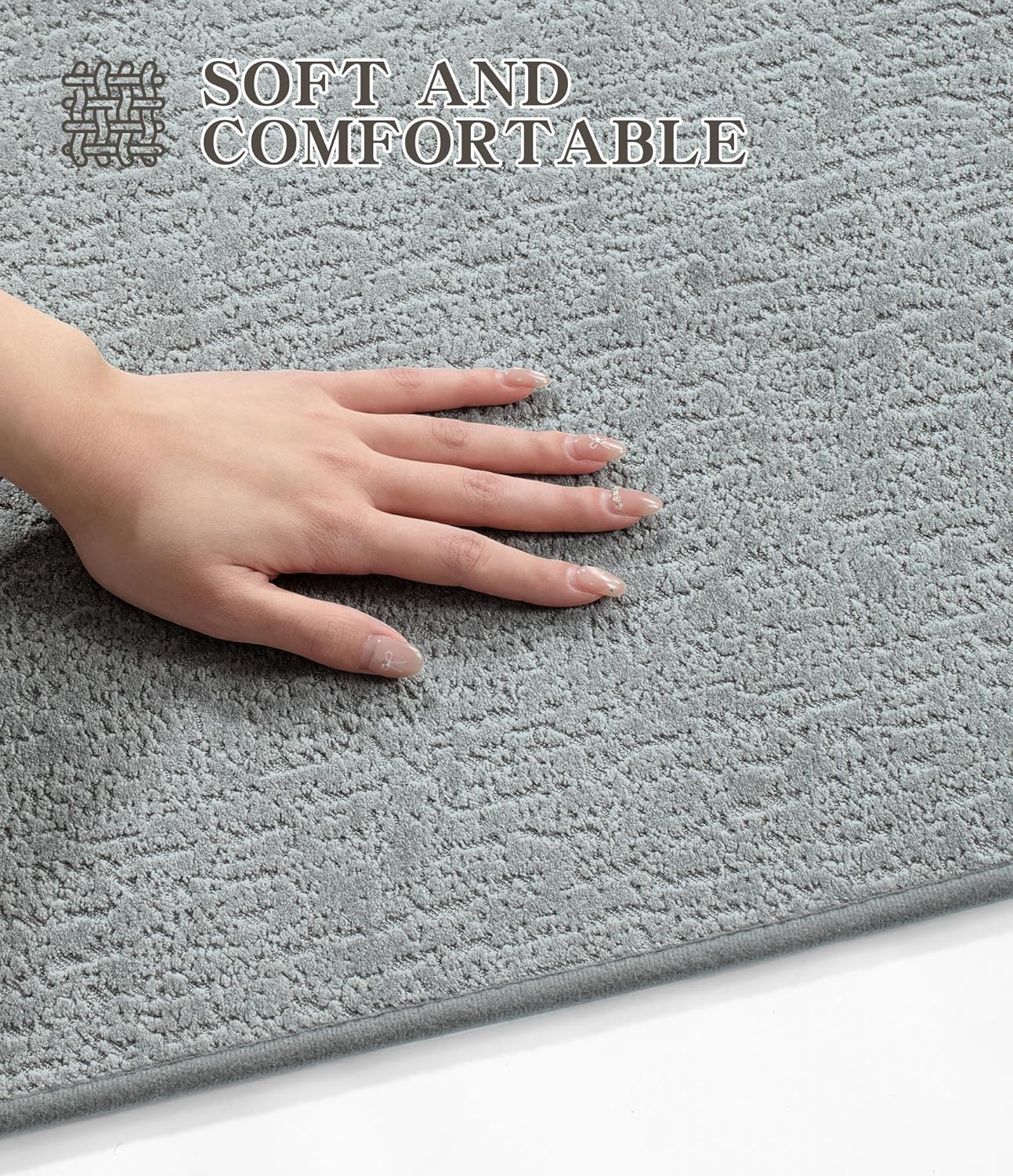 chakme Bathroom Rugs Mat 32x17, Ultra Thin Non Slip Bath Mat Quick Dry Absorbent Bath Mat for Bathroom Floor, (Light Grey, 32"x17")