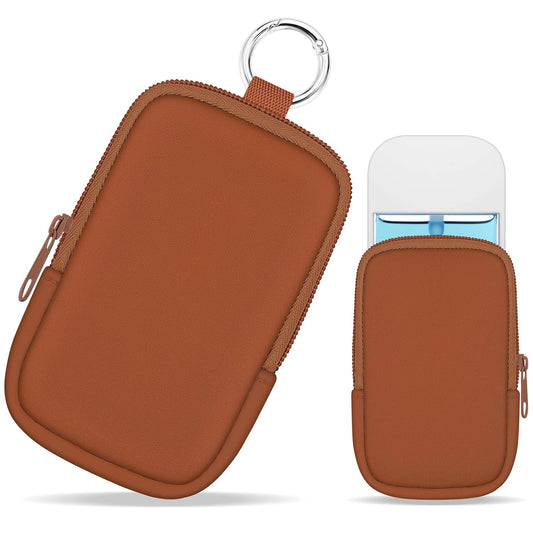 Hand Sanitizer Spray Case, Hand Sanitizer Holder Zippered Pouch, Cute Fashion Accessory with Snap Hook for Glow Mist and Power Mist 1FL OZ, Caramel
