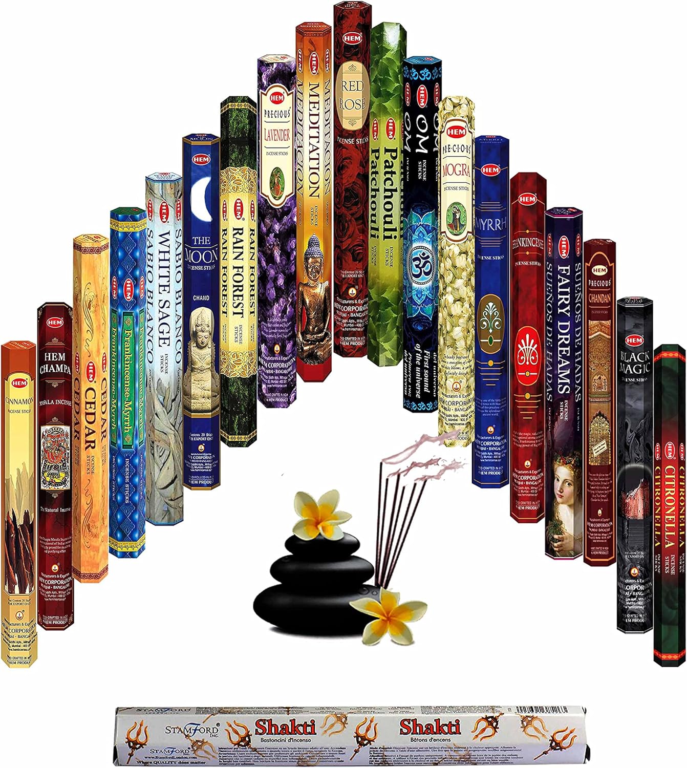 Hem Incense Sticks Variety Pack - 15 Fragrances (300 Sticks Total) - Sandalwood, Lavender, White sage & More - Long-Lasting Aromatherapy for Meditation, Yoga, Relaxation