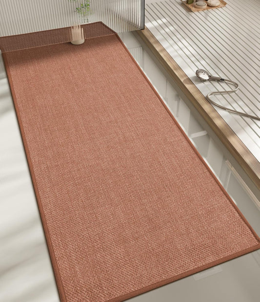 chakme Bathroom Rugs Mat 59x17, Ultra Thin Non Slip Bath Rug Runner Quick Dry Absorbent Bath Mat for Bathroom, (Dark Pink, 59"x17")