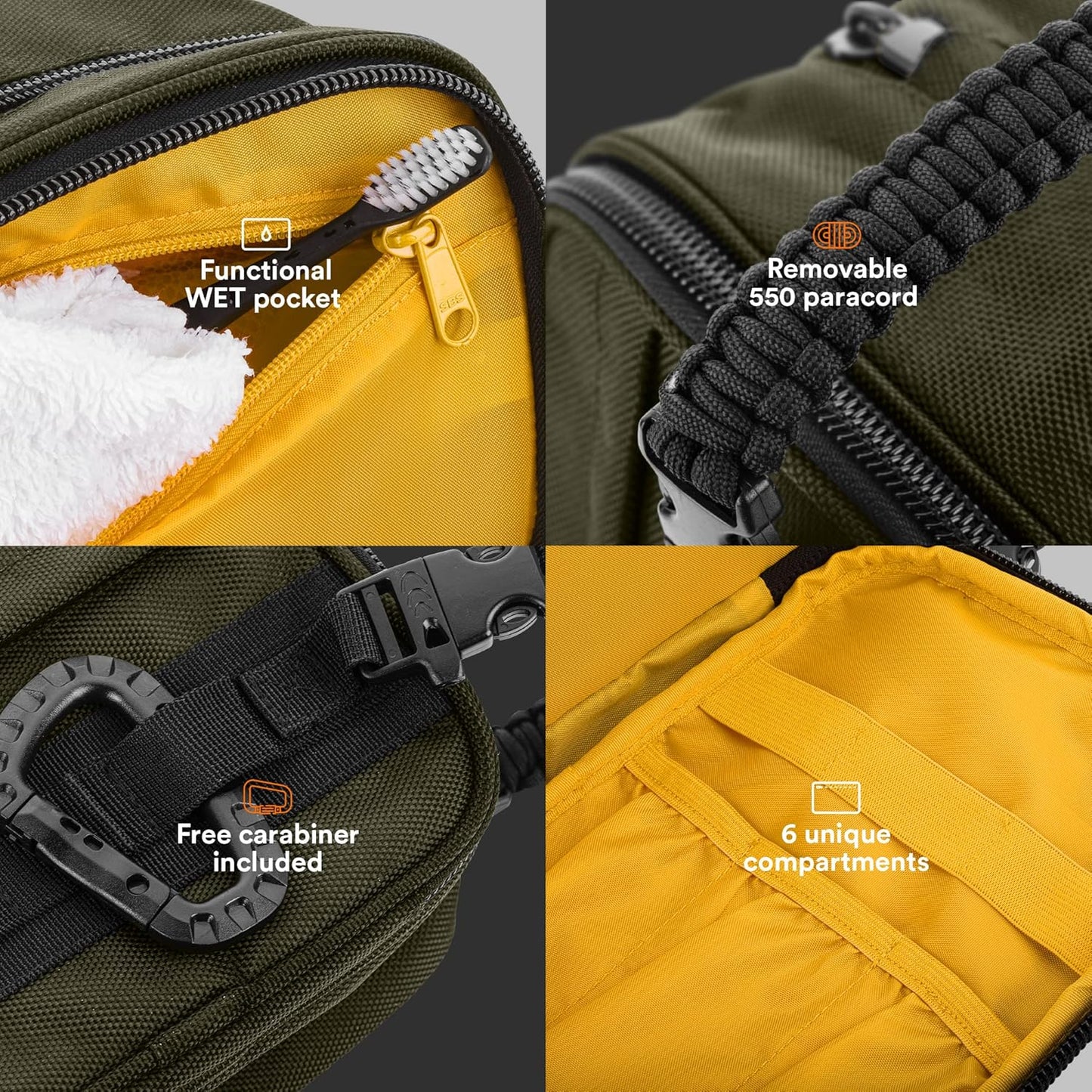 Fitdom Tactical Toiletry Bag Dopp Kit Case For Men. Perfect For Travel & Storage. Fits Large & Small Cosmetic Makeup, Clipper, Toothbrush, Shower, Shaving & Grooming Care. Best Overnight Organizer