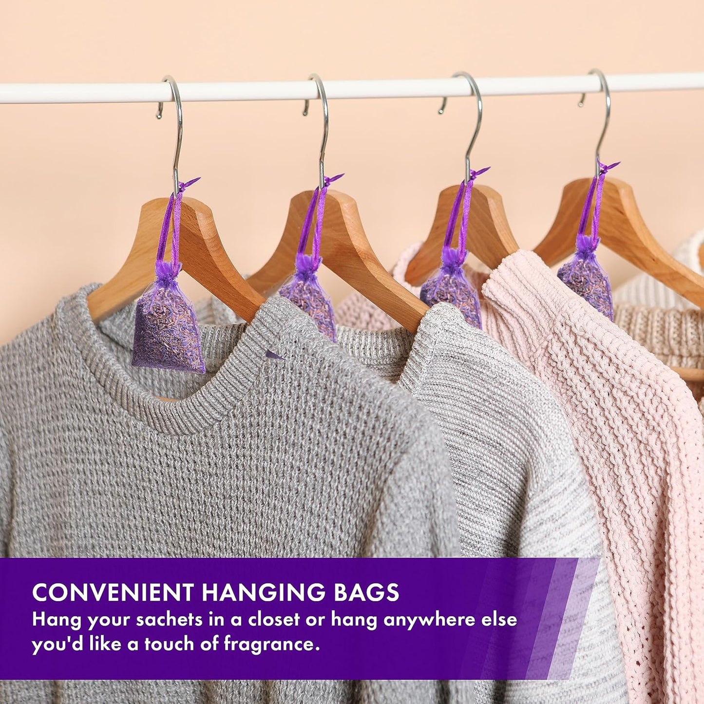 Bag of 100 Sachets Dried Lavender Flower Lavender Sachets for Drawers and Closets, LV-B-4