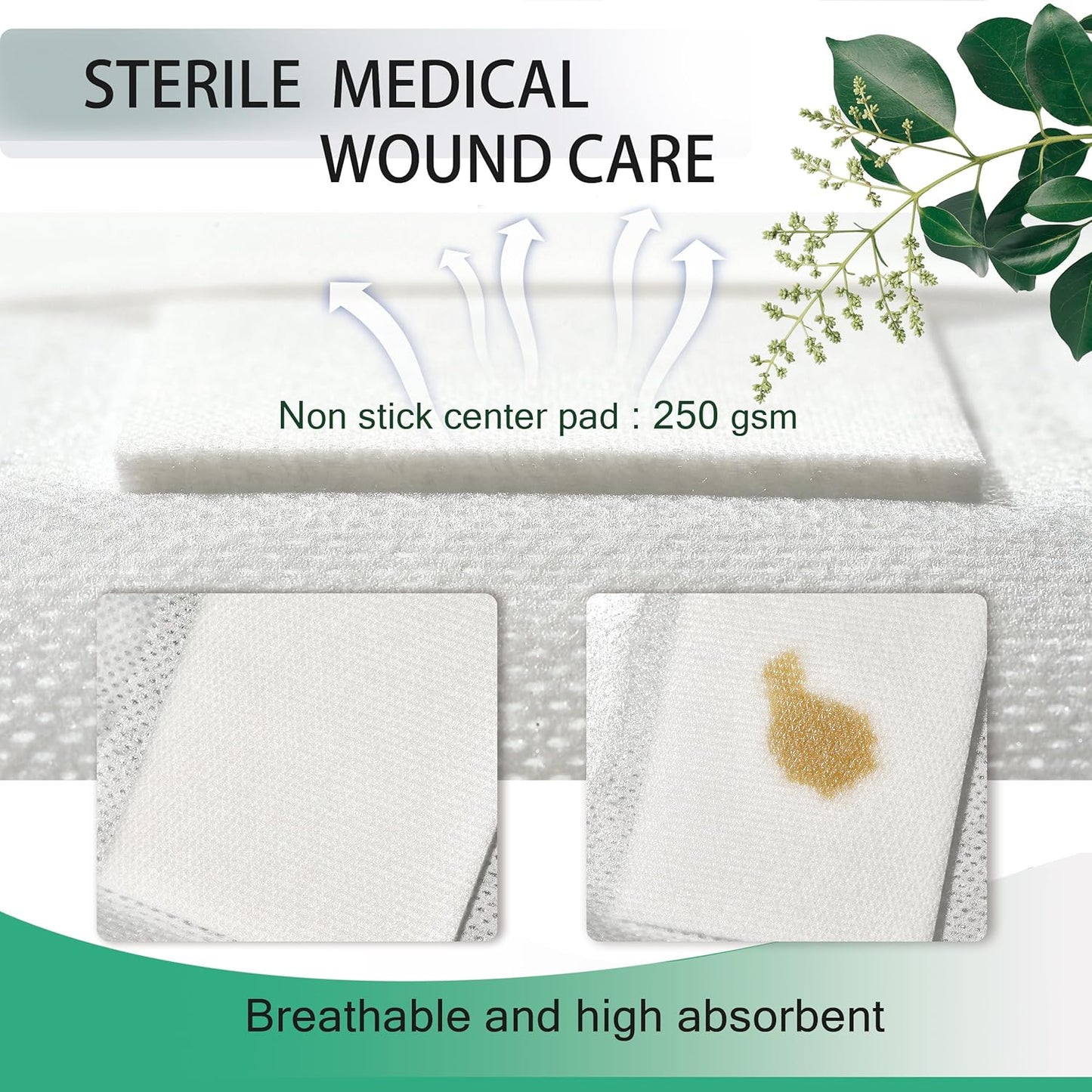 4X10 Inches Large Sterile Adhesive Island Wound Dressing Bandages - Non Woven Cover with Bordered Gauze Pads,25 Individually Pack, High Absorbent, Medical Grade by QICHUANG(4X10INCHES-C25)