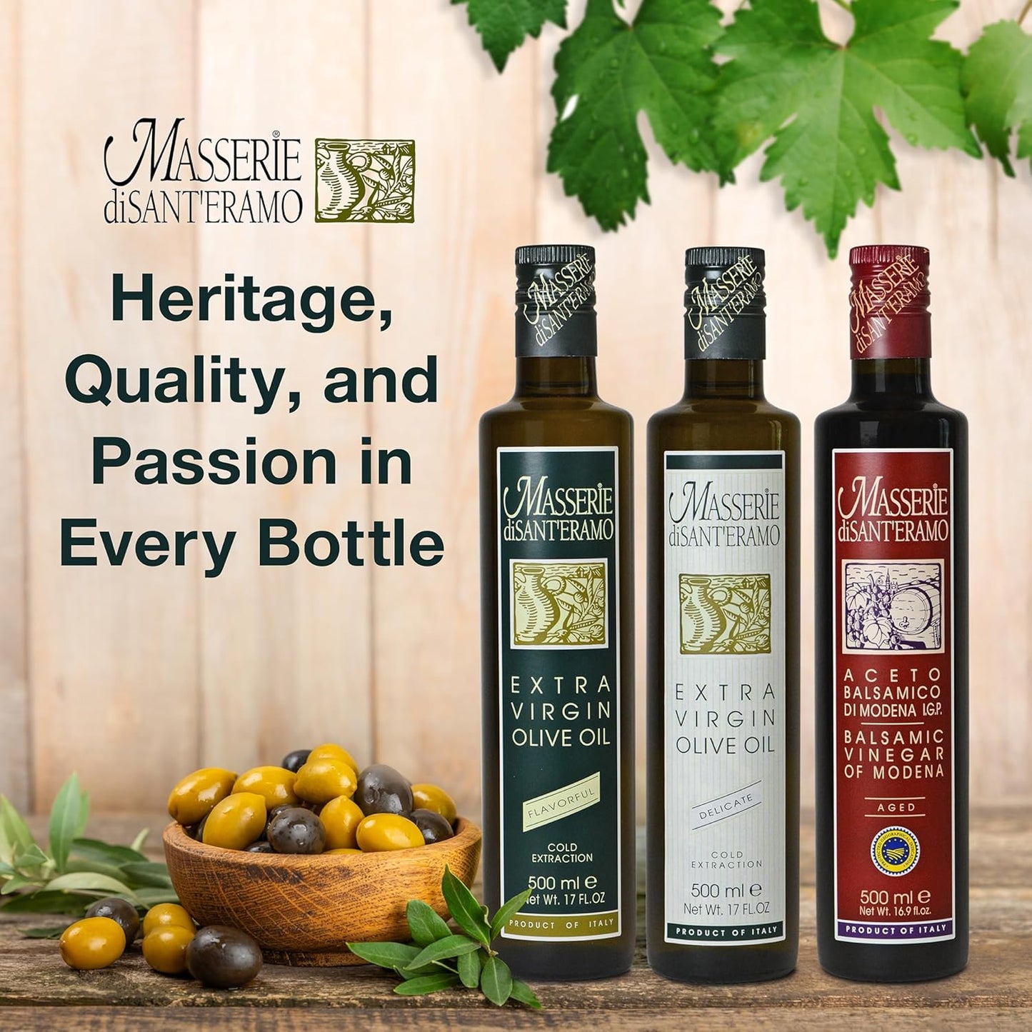 Delicate Italian Extra Virgin Olive Oil Cold Pressed - Light Olive Oil for Cooking and Frying, Imported from Italy - Masserie di Sant'Eramo - 25.5 Fl Oz (Pack 1)
