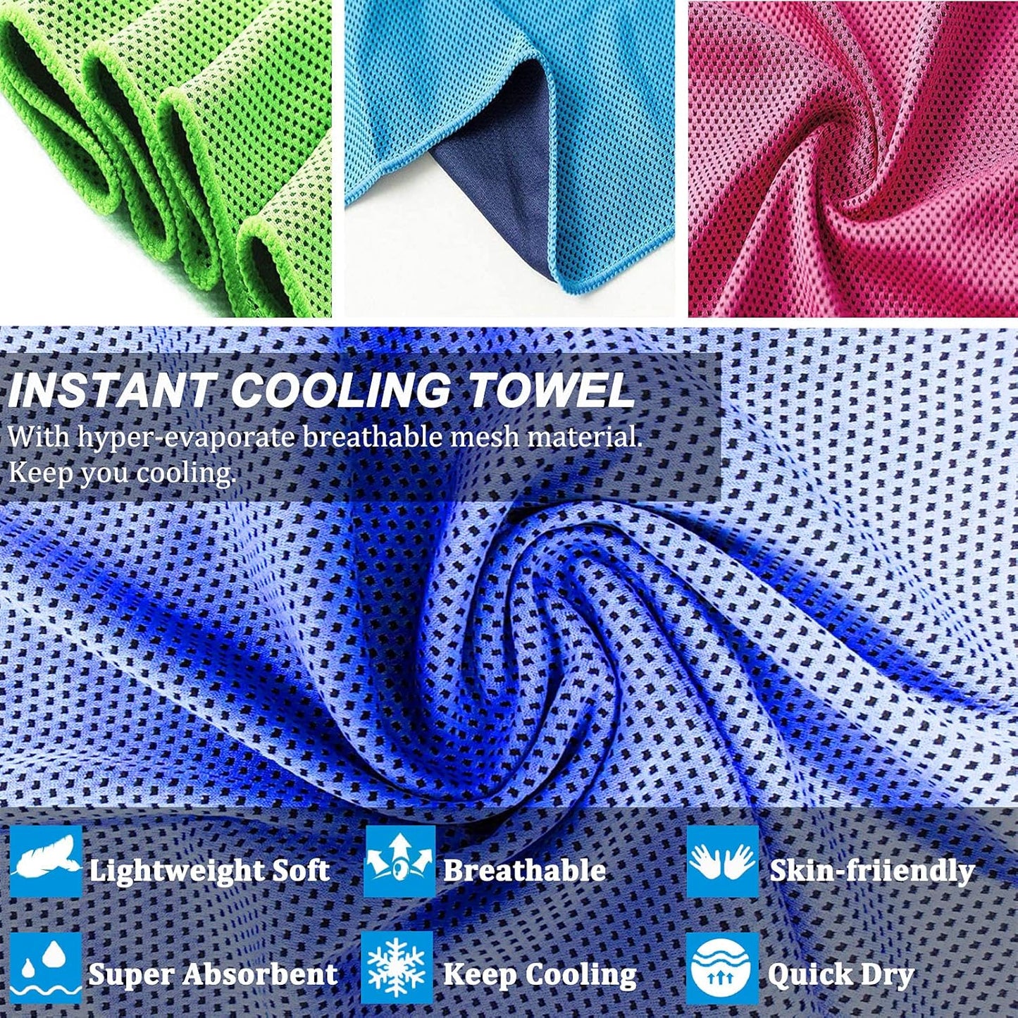 YQXCC 4 Pack Cooling Towels | 40"x12" | Ice Cool for Neck | Microfiber Soft Breathable Chilly | for Yoga, Golf, Gym, Camping, Running, Workout & More Activities