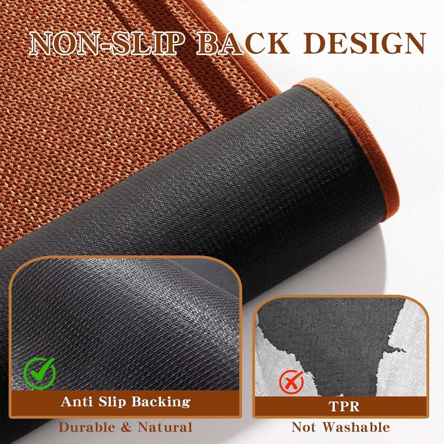 chakme Bathroom Rugs Mat 32x17, Ultra Thin Non Slip Bath Mat Quick Dry Absorbent Bath Mat for Bathroom, (Orange, 32"x17")