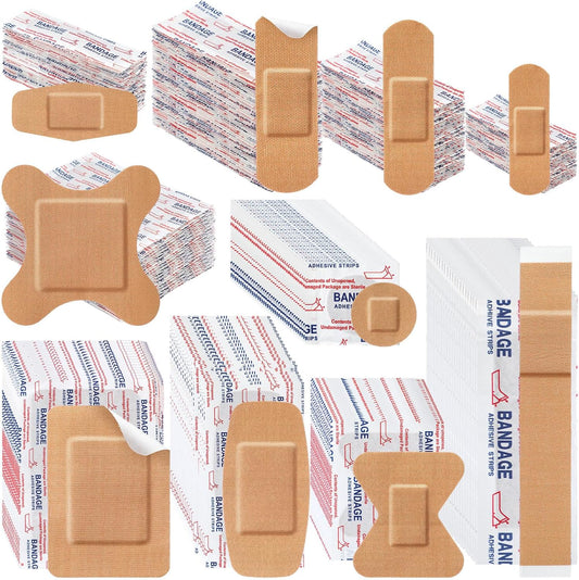 Geiserailie 300 Pcs Adhesive Bandages Family Variety Pack Fabric and Waterproof Assorted Bandages Bulk Sterile Individually Wrapped Bandages for First-Aid, Scrapes, Fingers (Flexible Fabric Bandage)