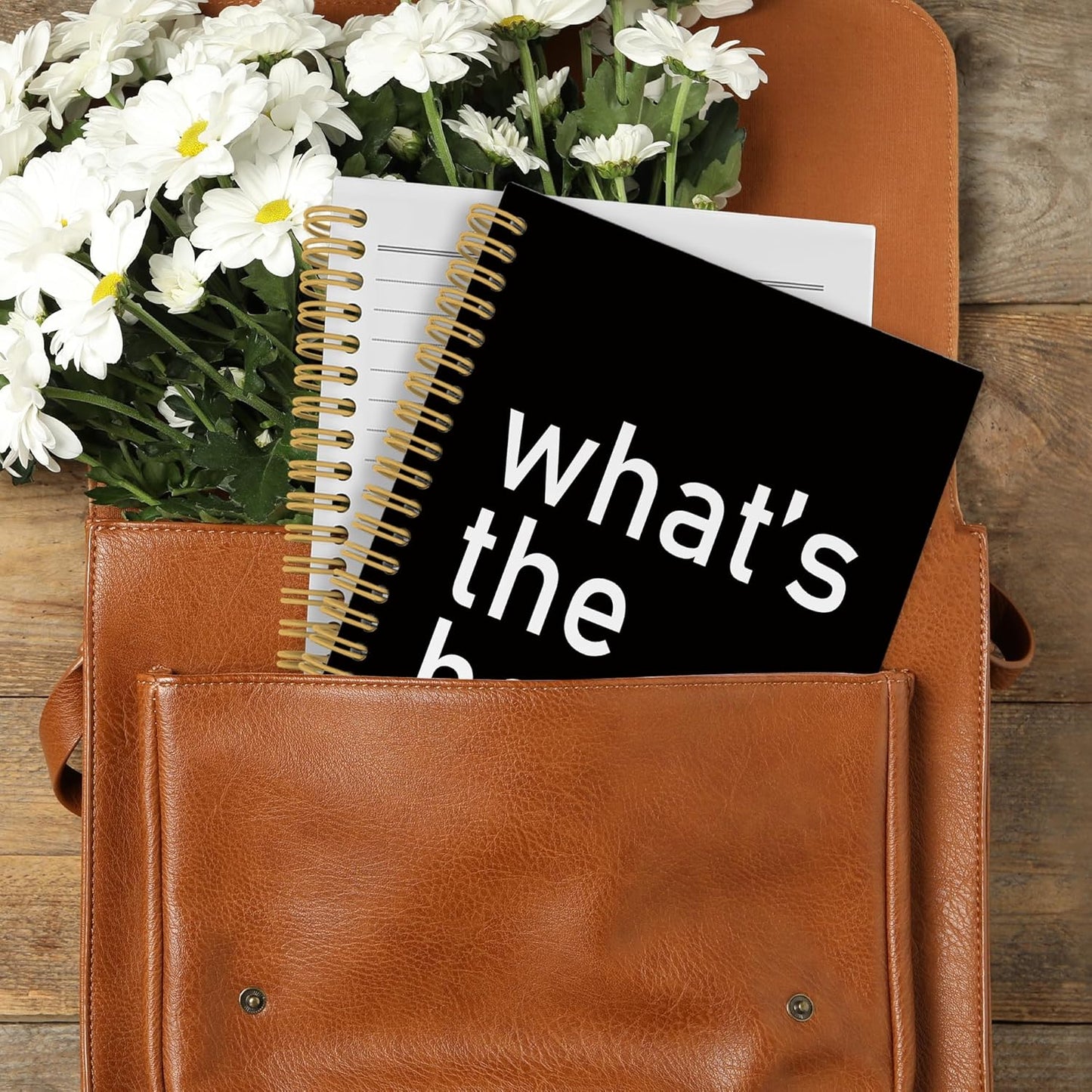 Motivational Positive Affirmations Journal Notebook, Inspiring School Office Supplies, What's the Best That Could Happen Hardcover Spiral Notebook 5.5x8.3 Inch