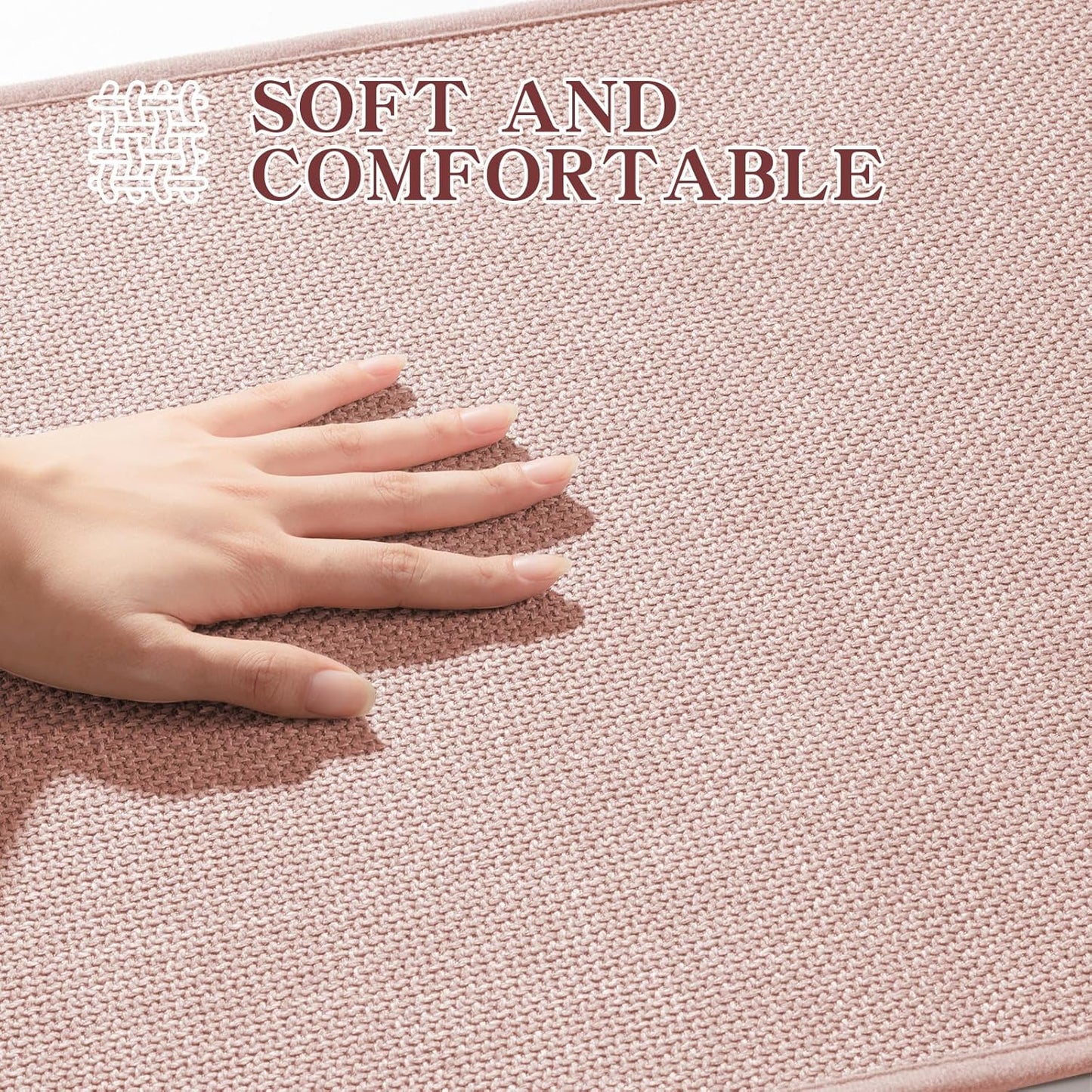 chakme Bathroom Rugs Mat 32x17, Ultra Thin Non Slip Bath Mat Quick Dry Absorbent Bath Mat for Bathroom Floor, (Pink, 32"x17")