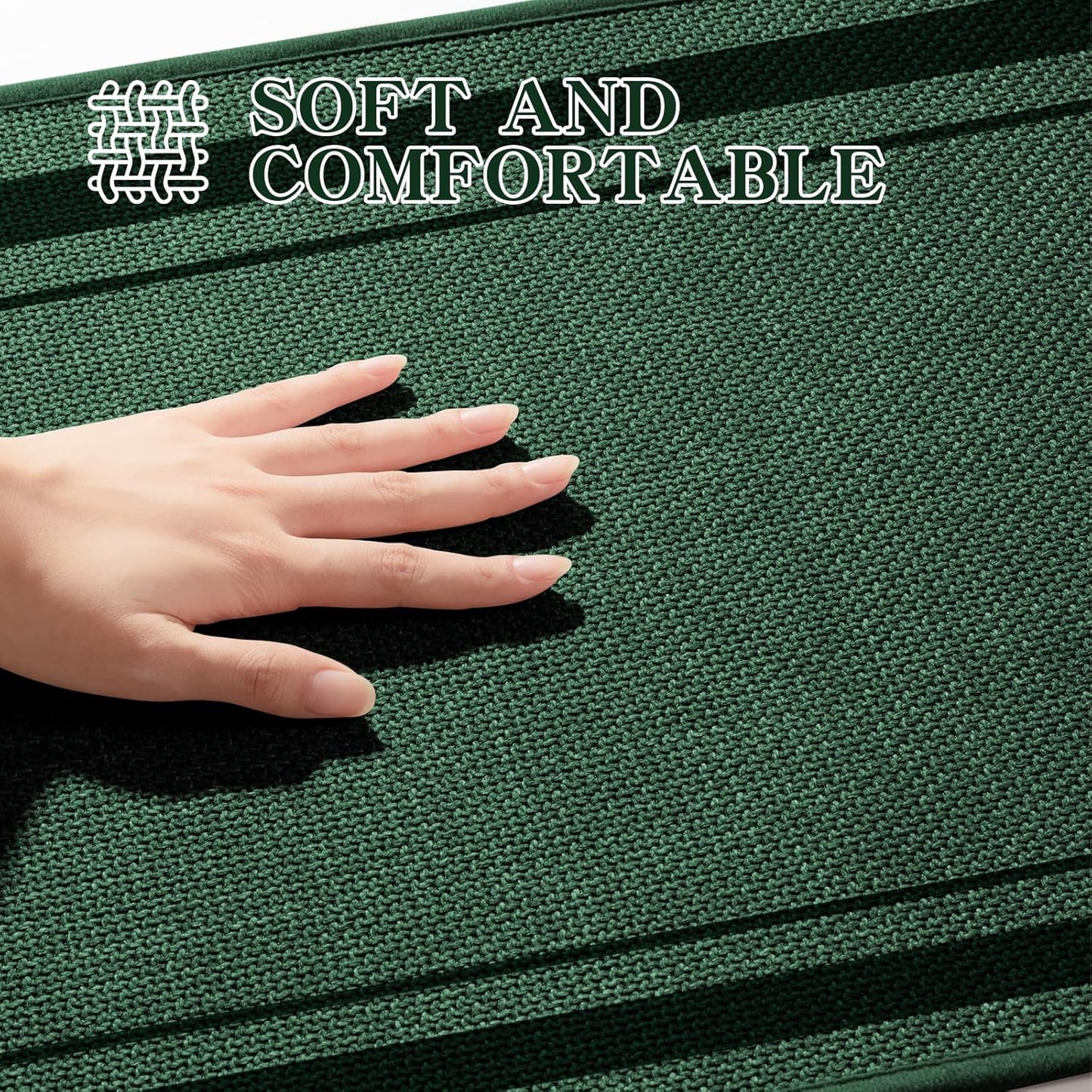 chakme Bathroom Rugs Mat 24x17, Ultra Thin Non Slip Bath Mat Small Quick Dry Absorbent Bath Mat for Bathroom Floor, (Dark Green, 24"x17")