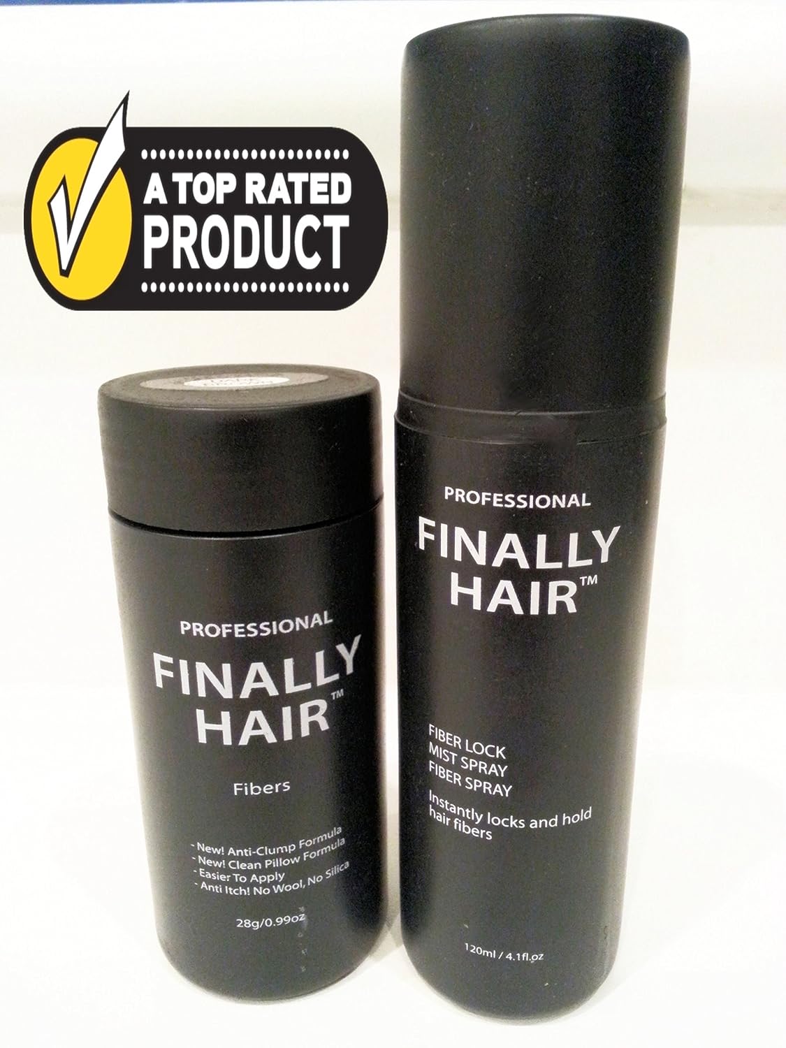 Hair Building Fibers Grey Gray - 28g Bottle of Finally Hair Loss Concealer Fibers and Finally Hair 120ml 4.1 oz. Bottle of Fiber Lock Hair Hair Building Fibers Spray (Gray/Grey)