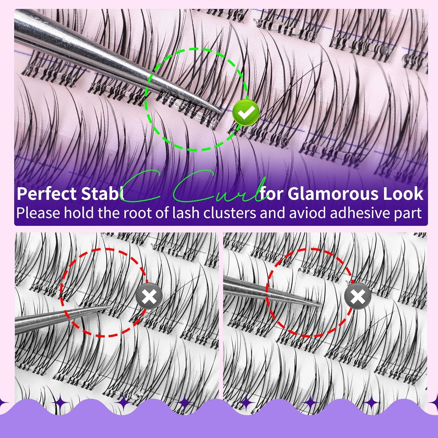 JIMIRE Self Adhesive Eyelashes Wispy Lash Clusters Natural Look 9-12MM Press on Lashes Self Adhesive Lash Clusters No Glue Needed Natural Pre Glued Lashes Clusters Reusable Invisible Band