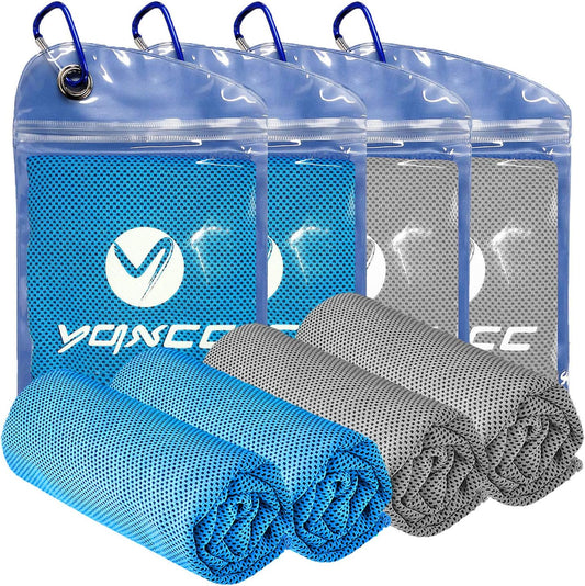 YQXCC 4 Pack Cooling Towels | 40"x12" | Cool for Neck and Face | Microfiber Soft Breathable Chilly | for Yoga, Sport, Golf, Gym, Camping, Running & More Activities