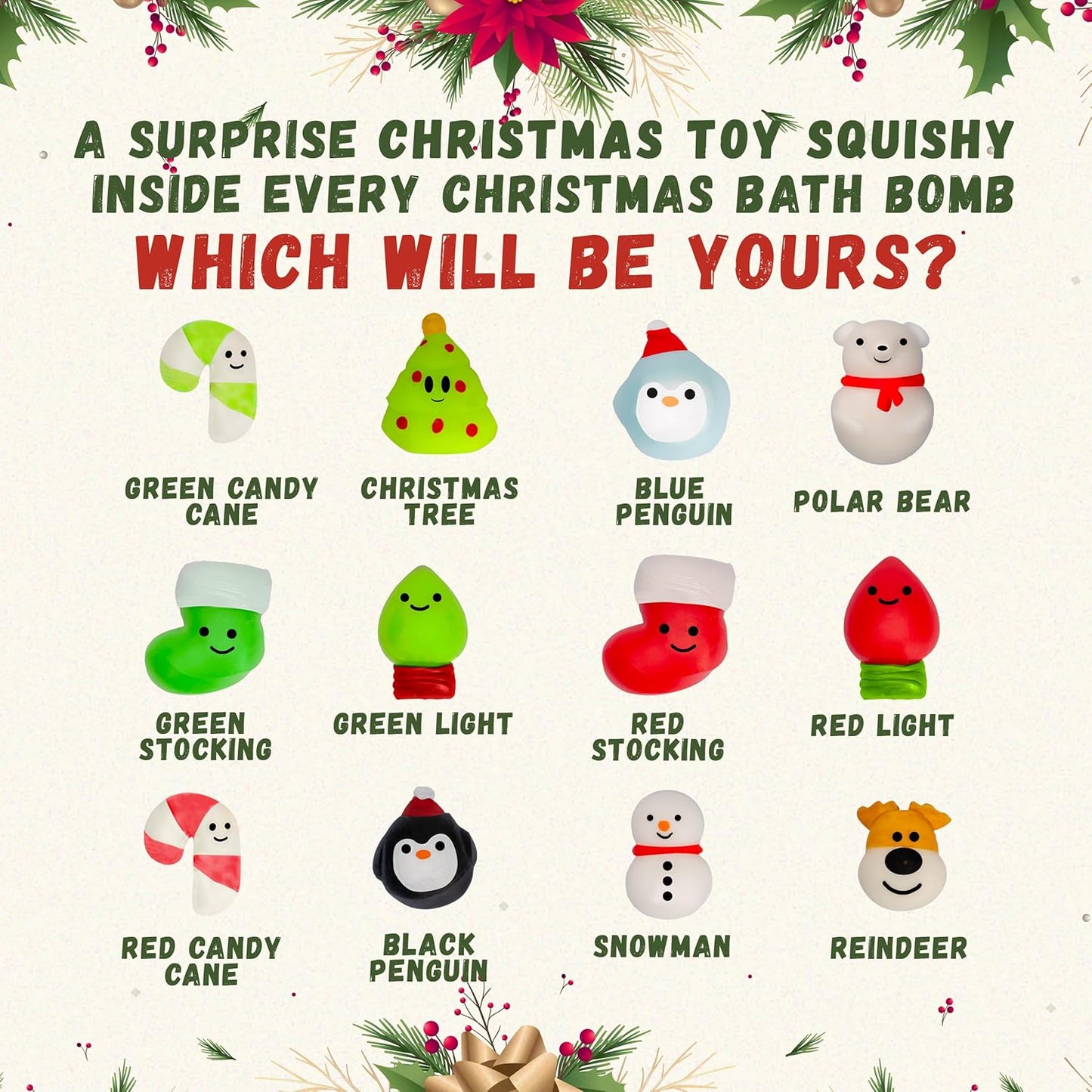 Christmas Bath Bomb for Kids with Surprise Bath Toys Inside (Gift Set) - Stocking Stuffers for Boys and Girls - Holiday Bubble Bath with Cheerful Scent, USA Made by Two Sisters